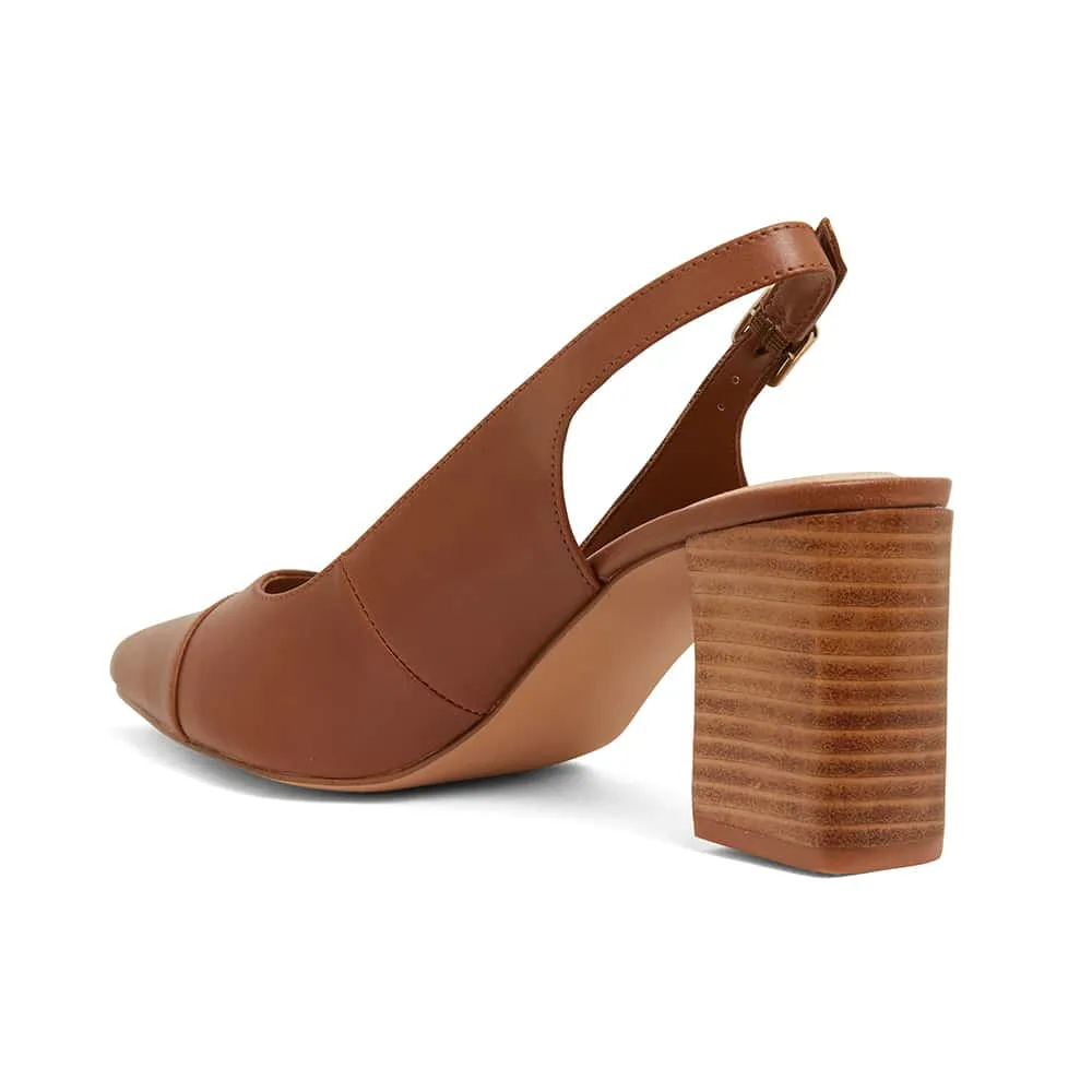 Kirsty Heel in Cognac Leather