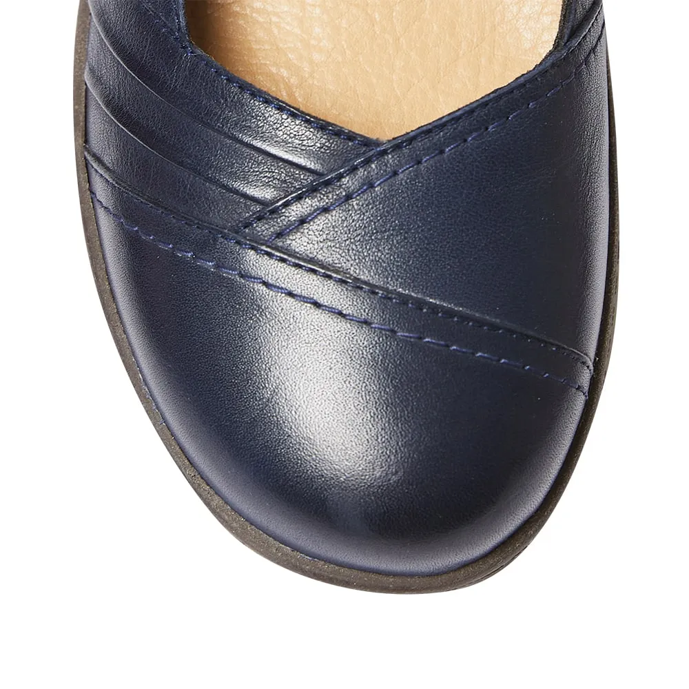 Larissa Flat in Navy Leather