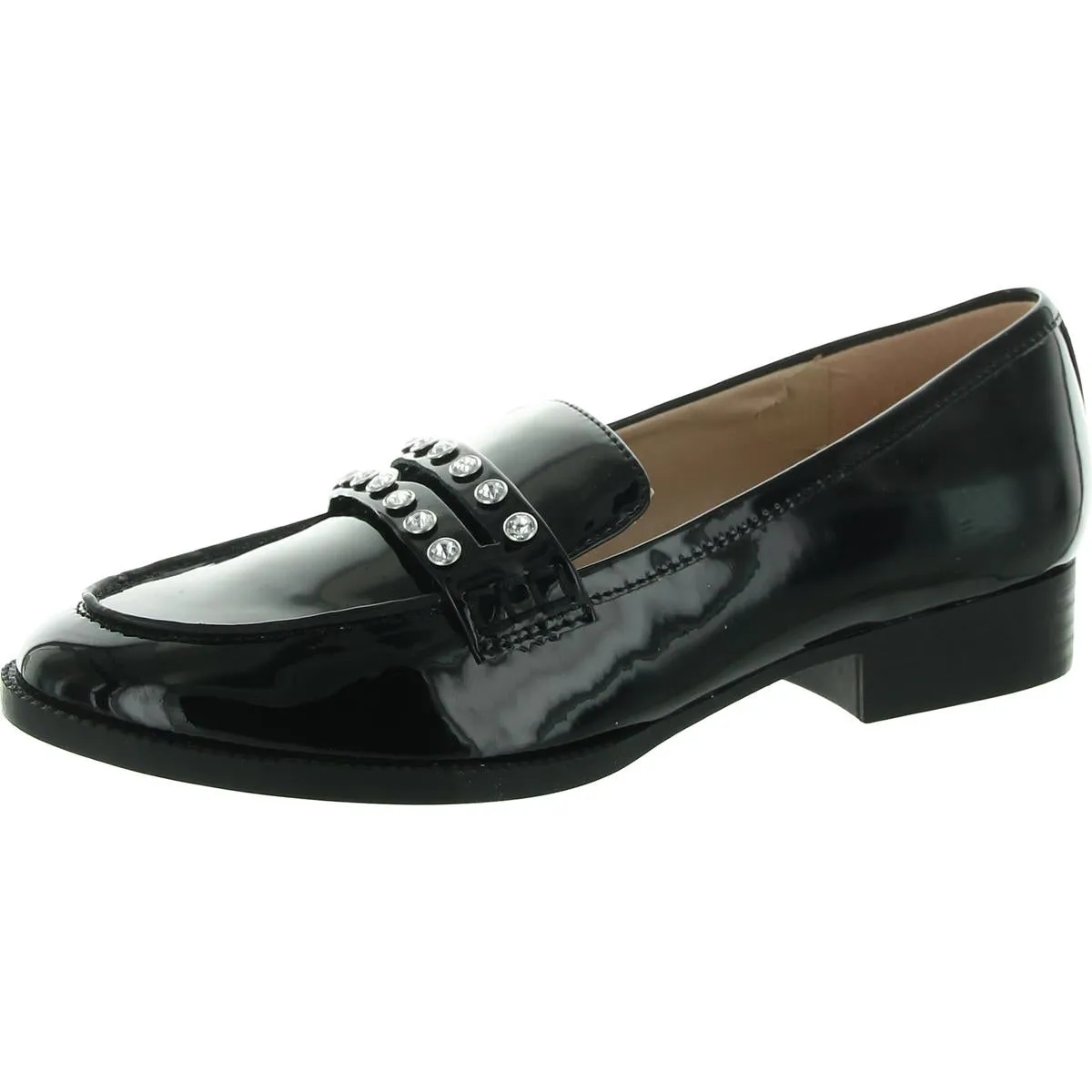 Laura Womens Embellished Faux Leather Loafers