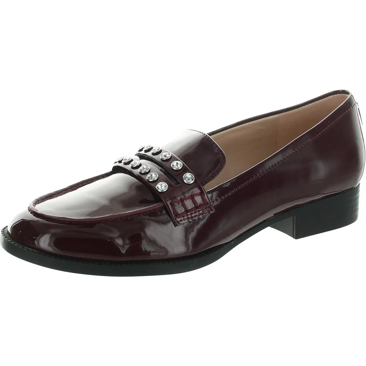 Laura Womens Embellished Faux Leather Loafers