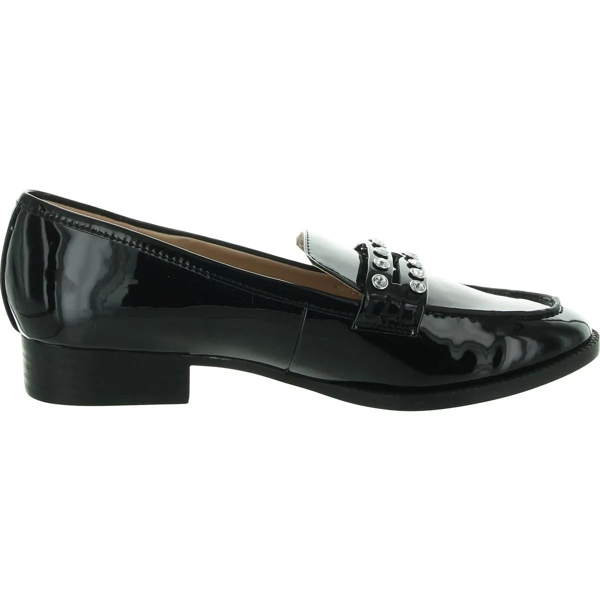 Laura Womens Embellished Faux Leather Loafers