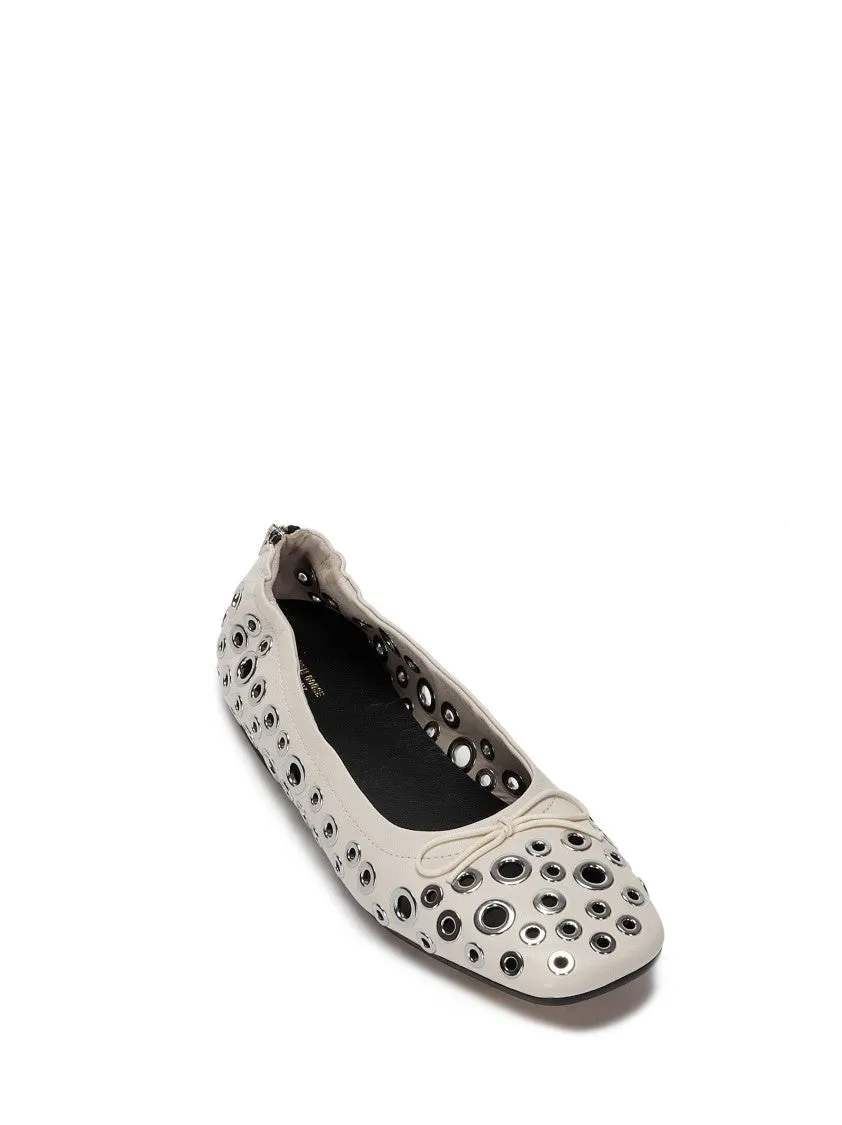 Leather Ballerinas With Eyelets