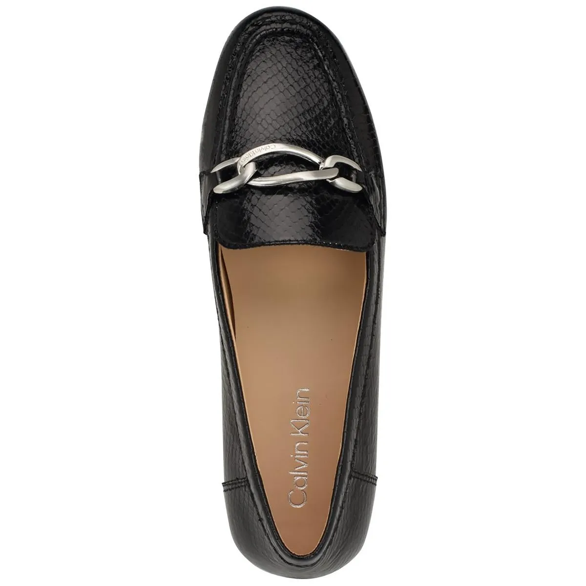 Lenika Womens Faux Leather Embossed Loafers