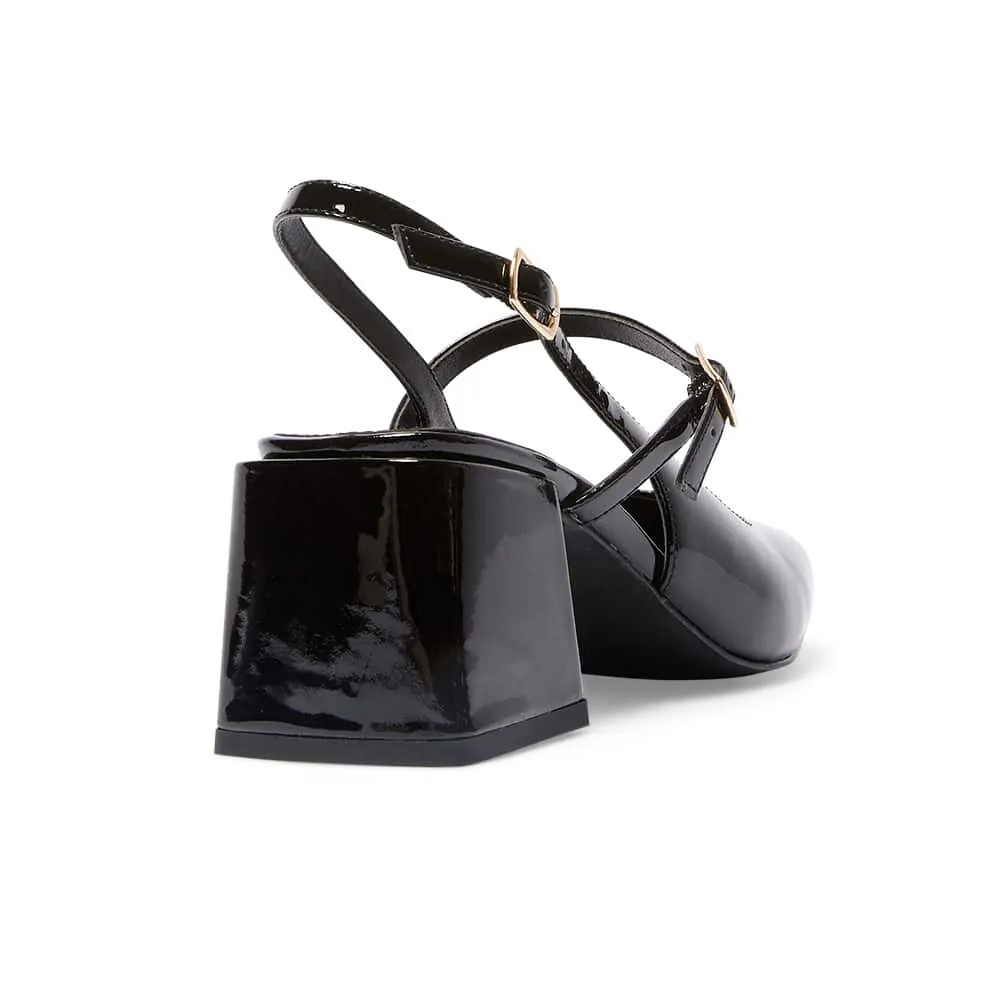 Lenora Heel in Black Patent