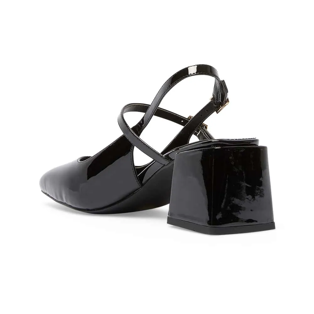 Lenora Heel in Black Patent