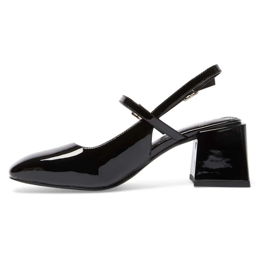 Lenora Heel in Black Patent