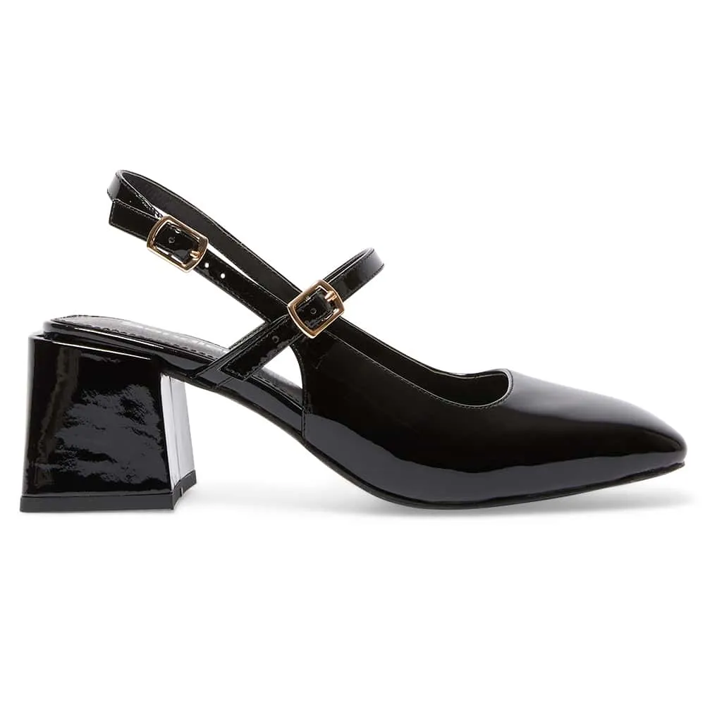 Lenora Heel in Black Patent