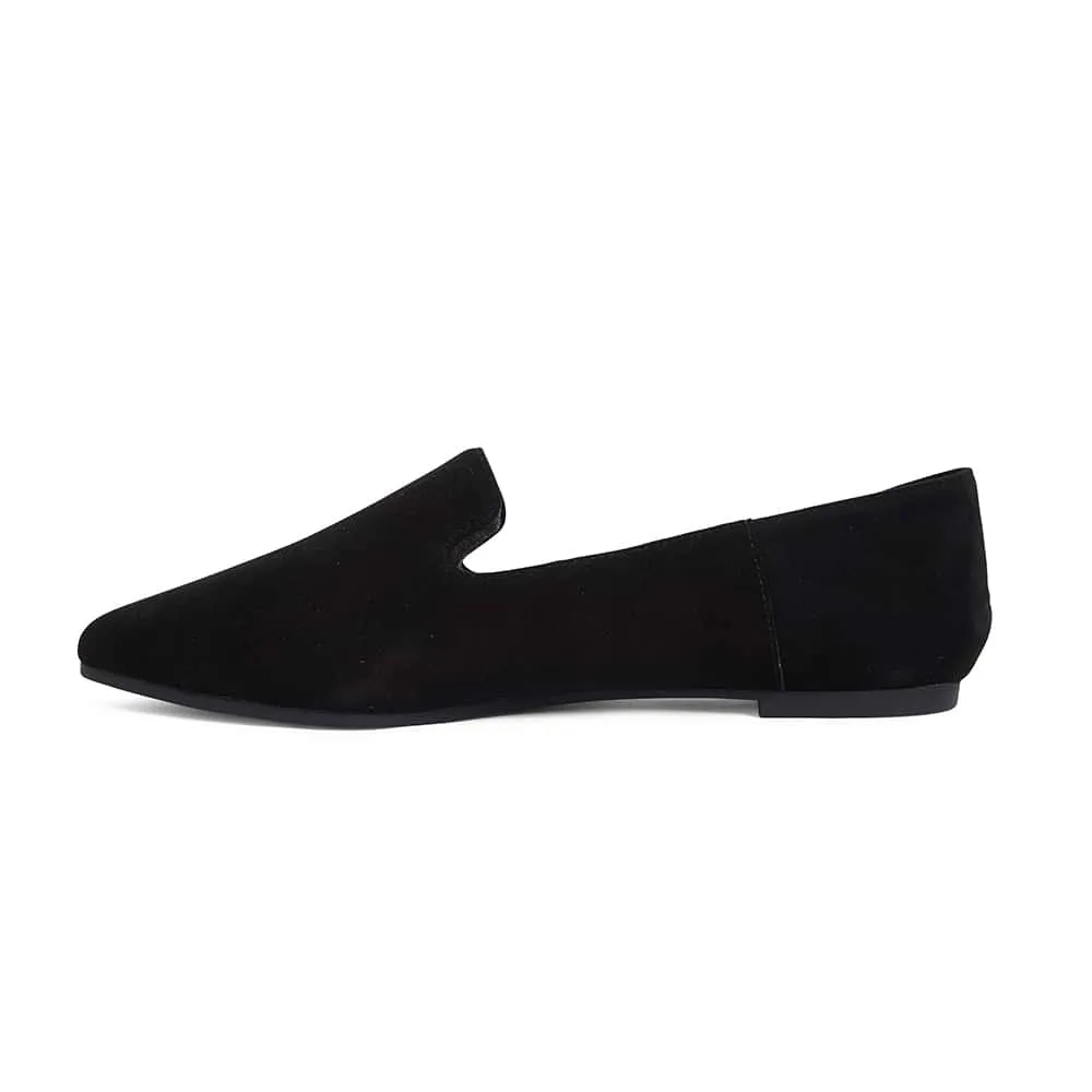 Liana Flat in Black Suede