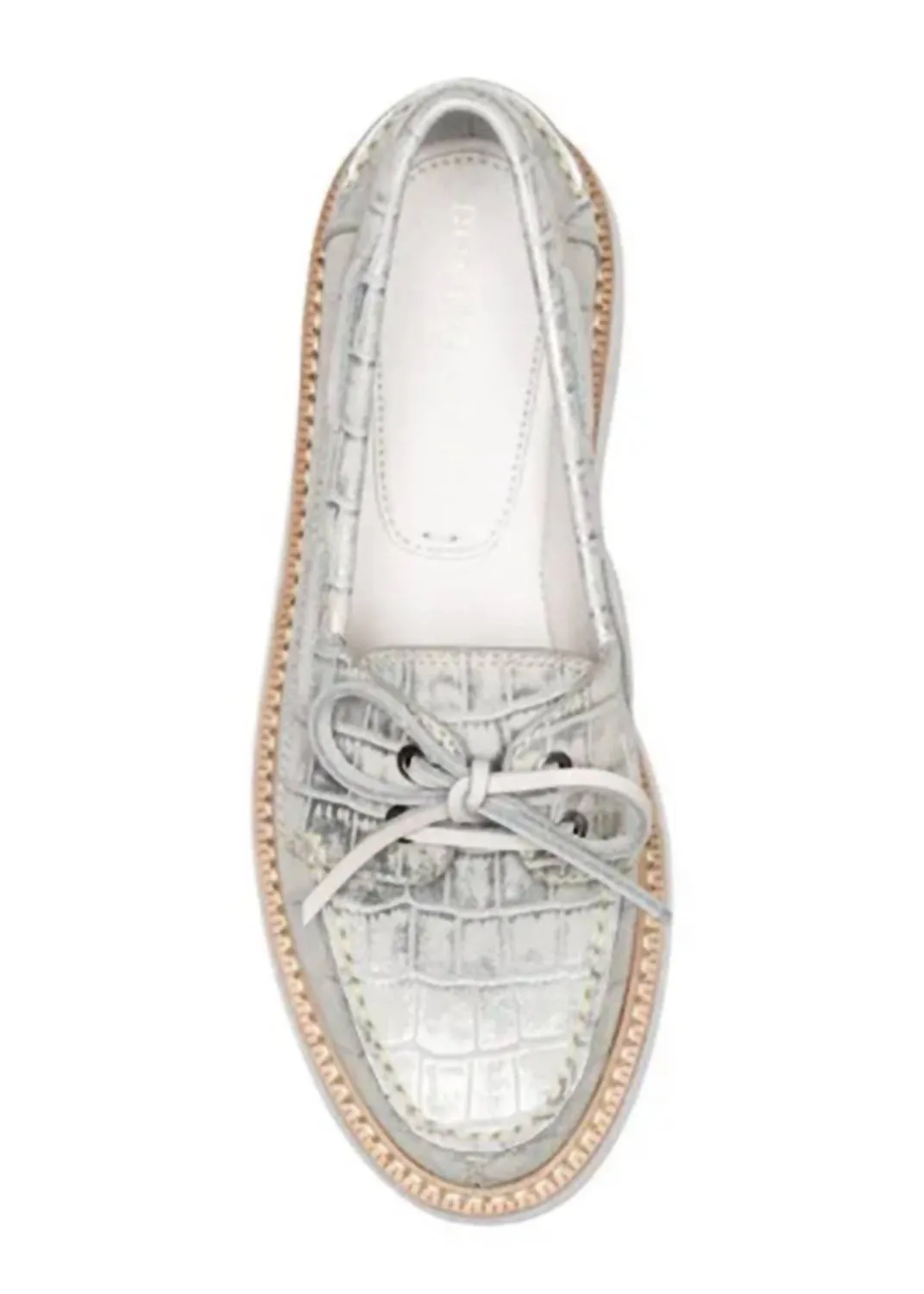 Lillith Boat Shoe In Silver Brushed Metallic