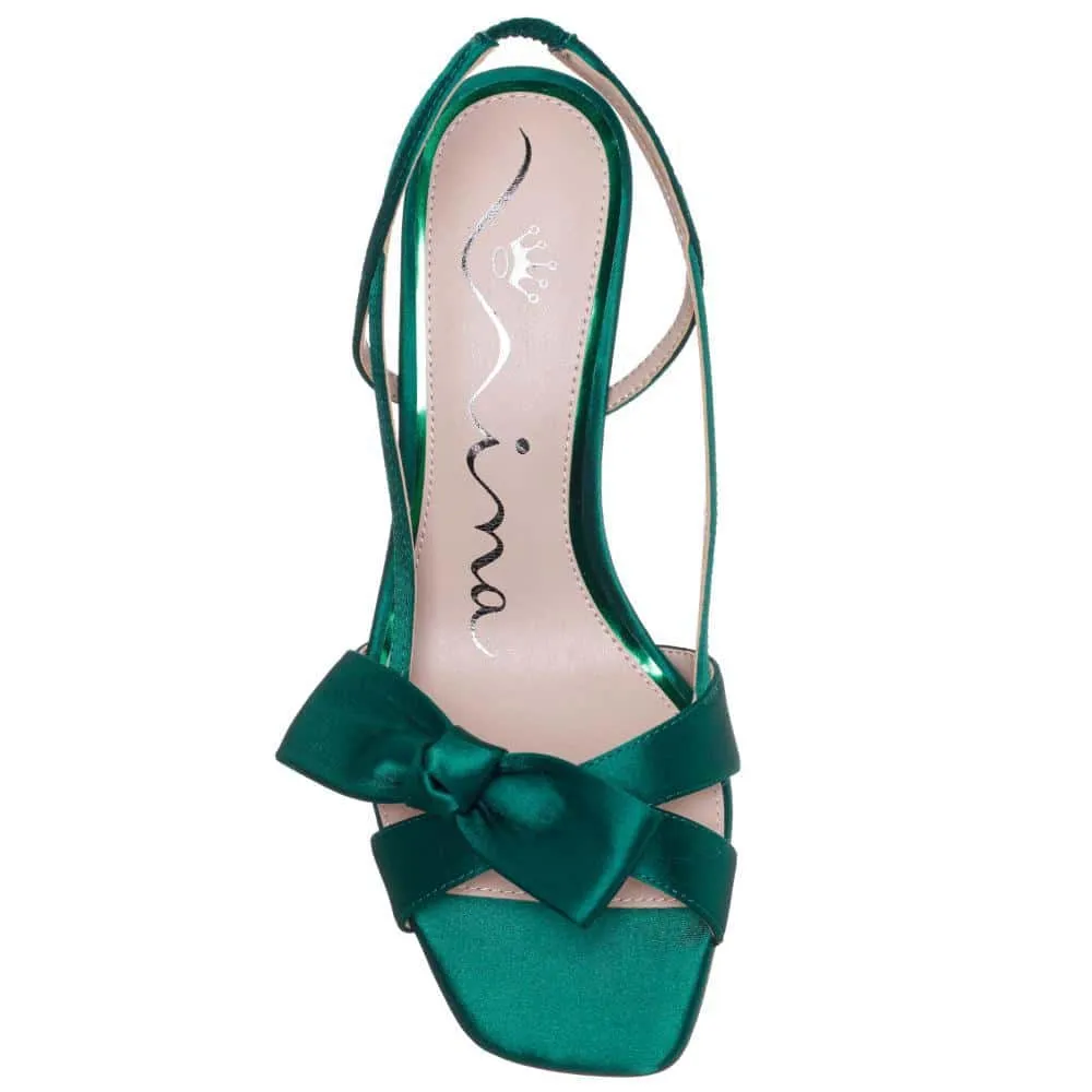 Lizette Heel in Spruce Satin Satin