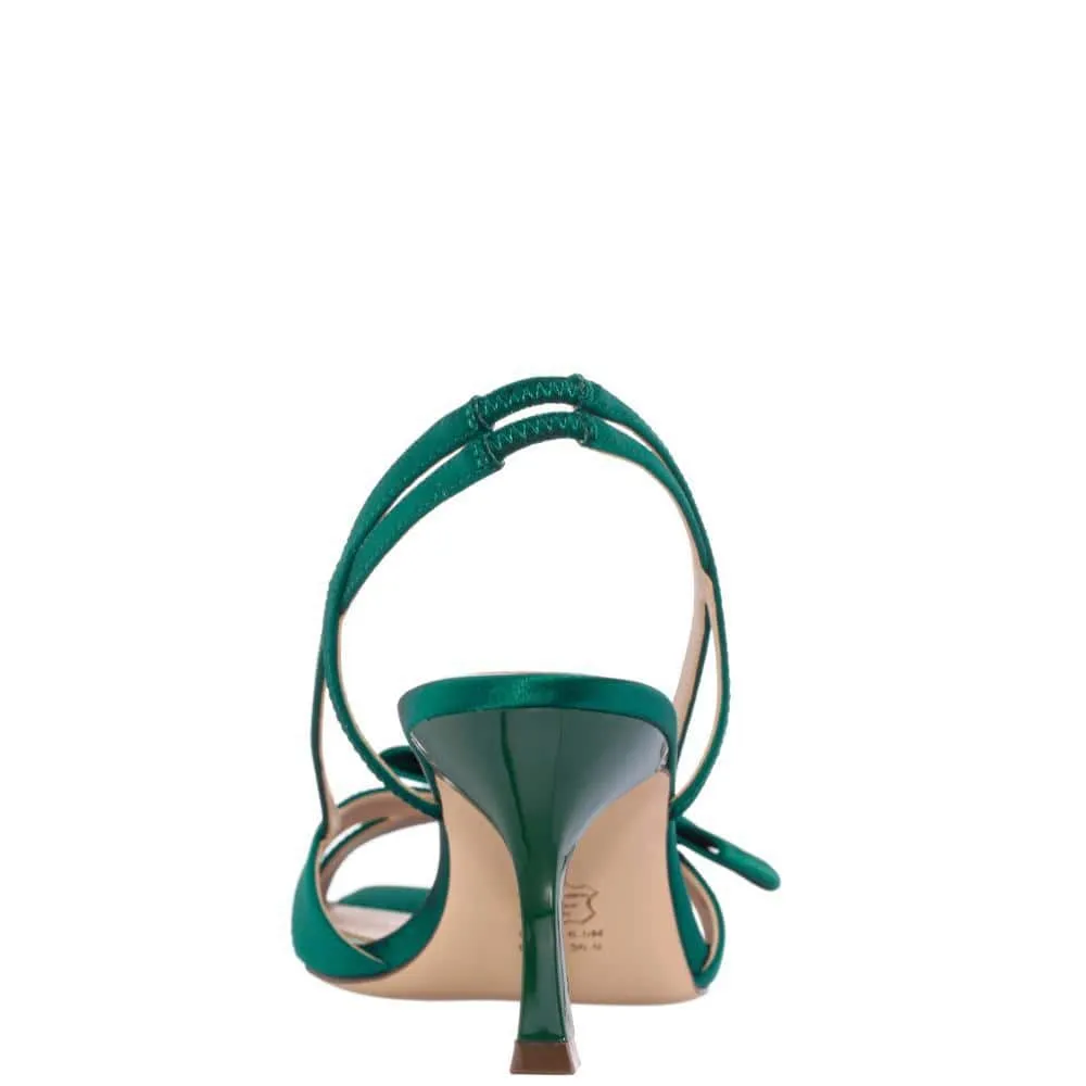 Lizette Heel in Spruce Satin Satin