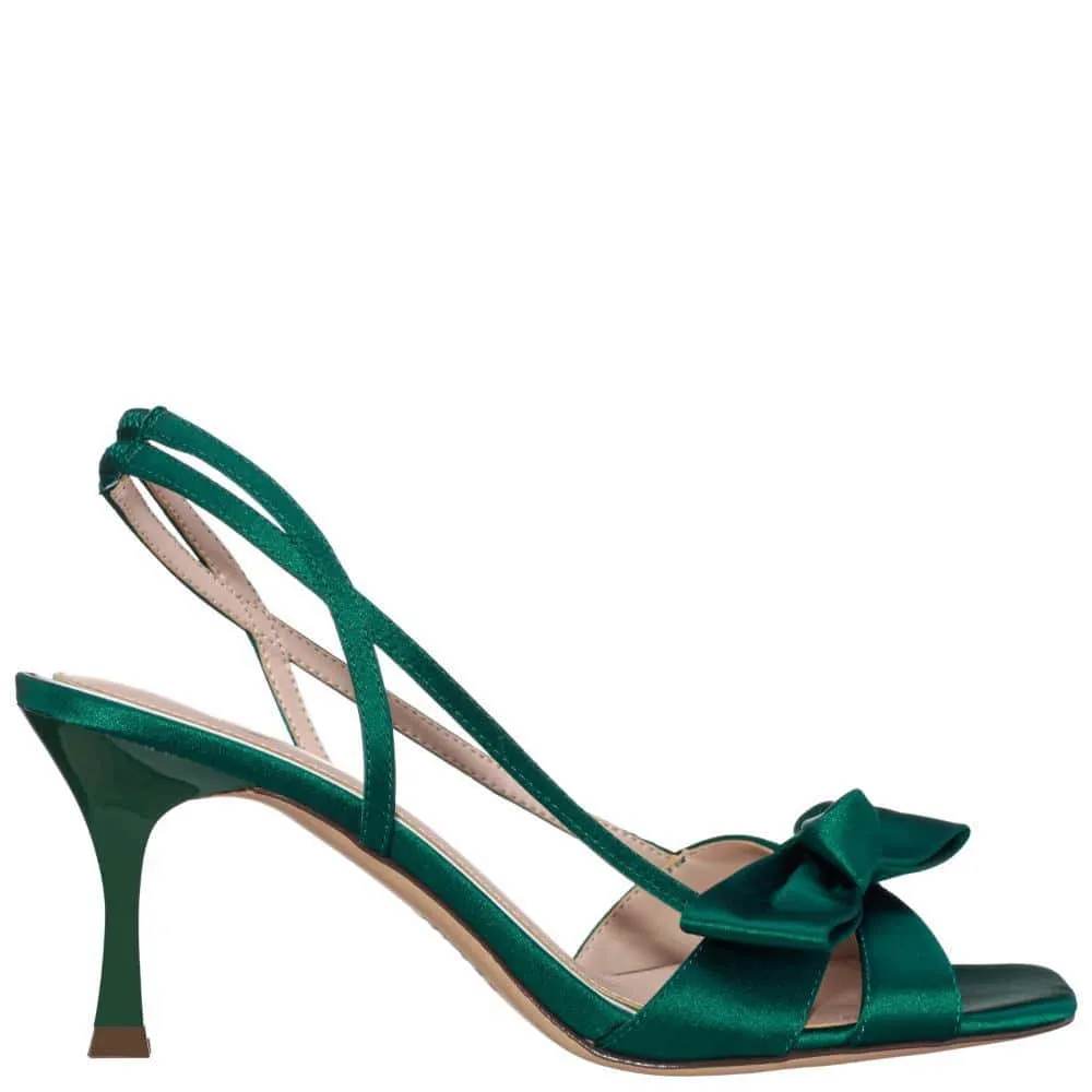 Lizette Heel in Spruce Satin Satin