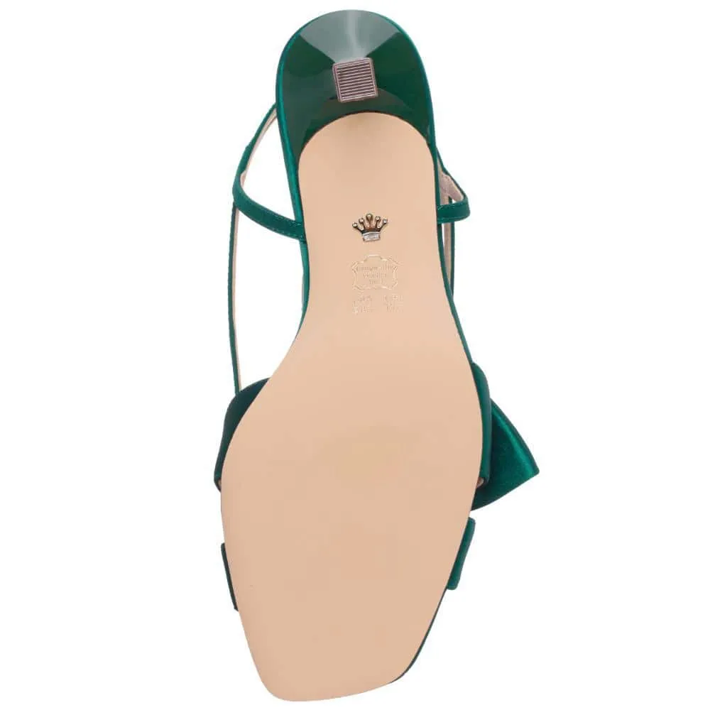 Lizette Heel in Spruce Satin Satin