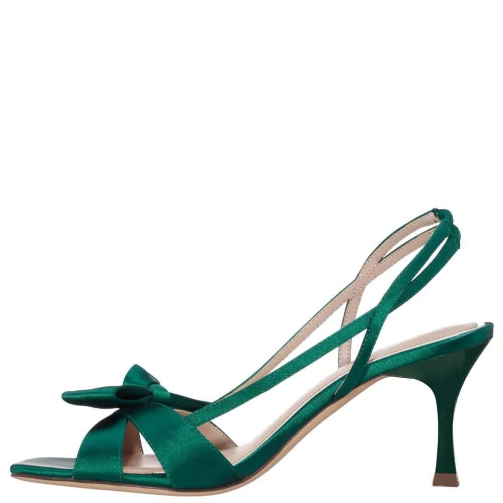 Lizette Heel in Spruce Satin Satin