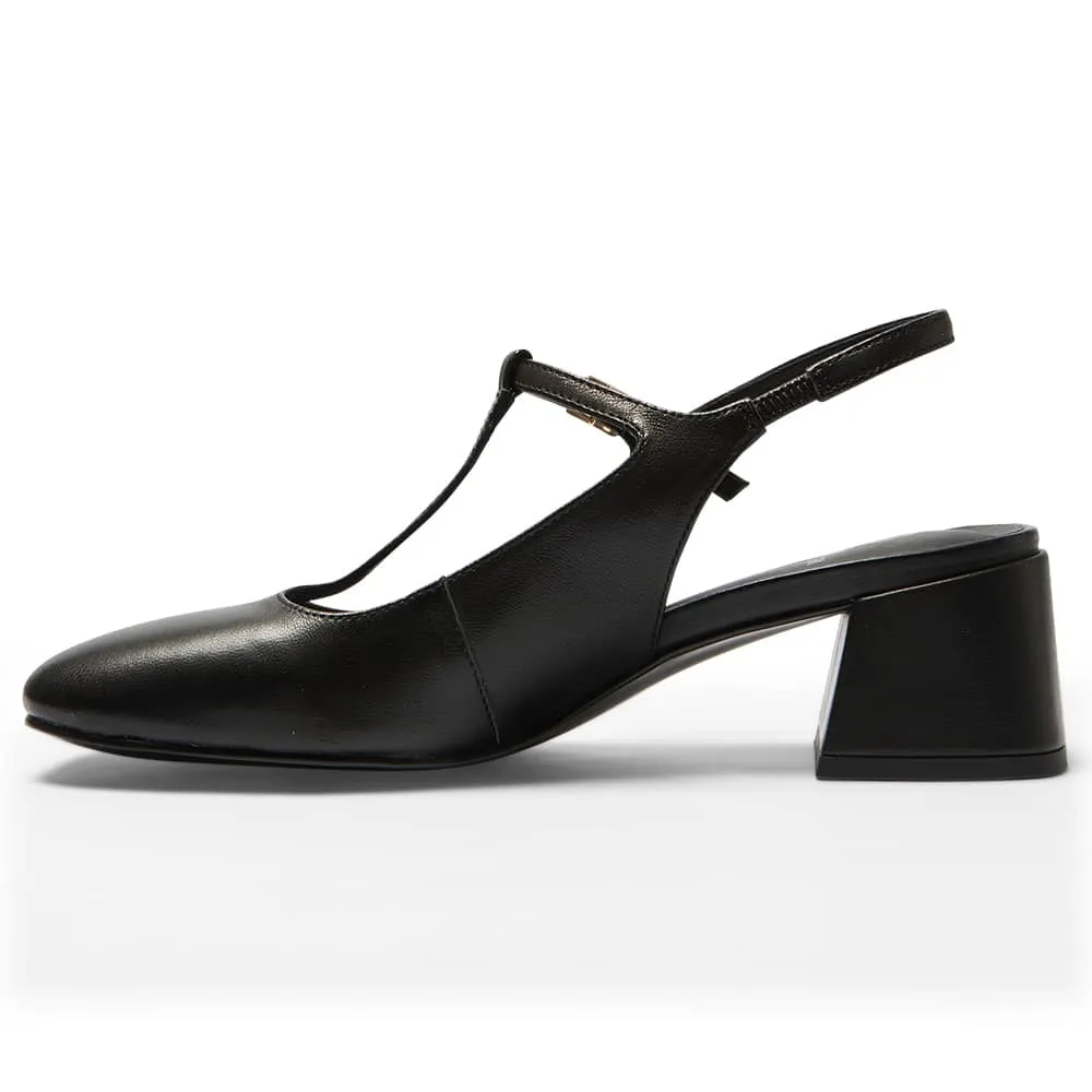 Lotus Heel in Black Leather