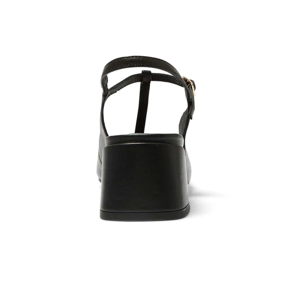 Lotus Heel in Black Leather