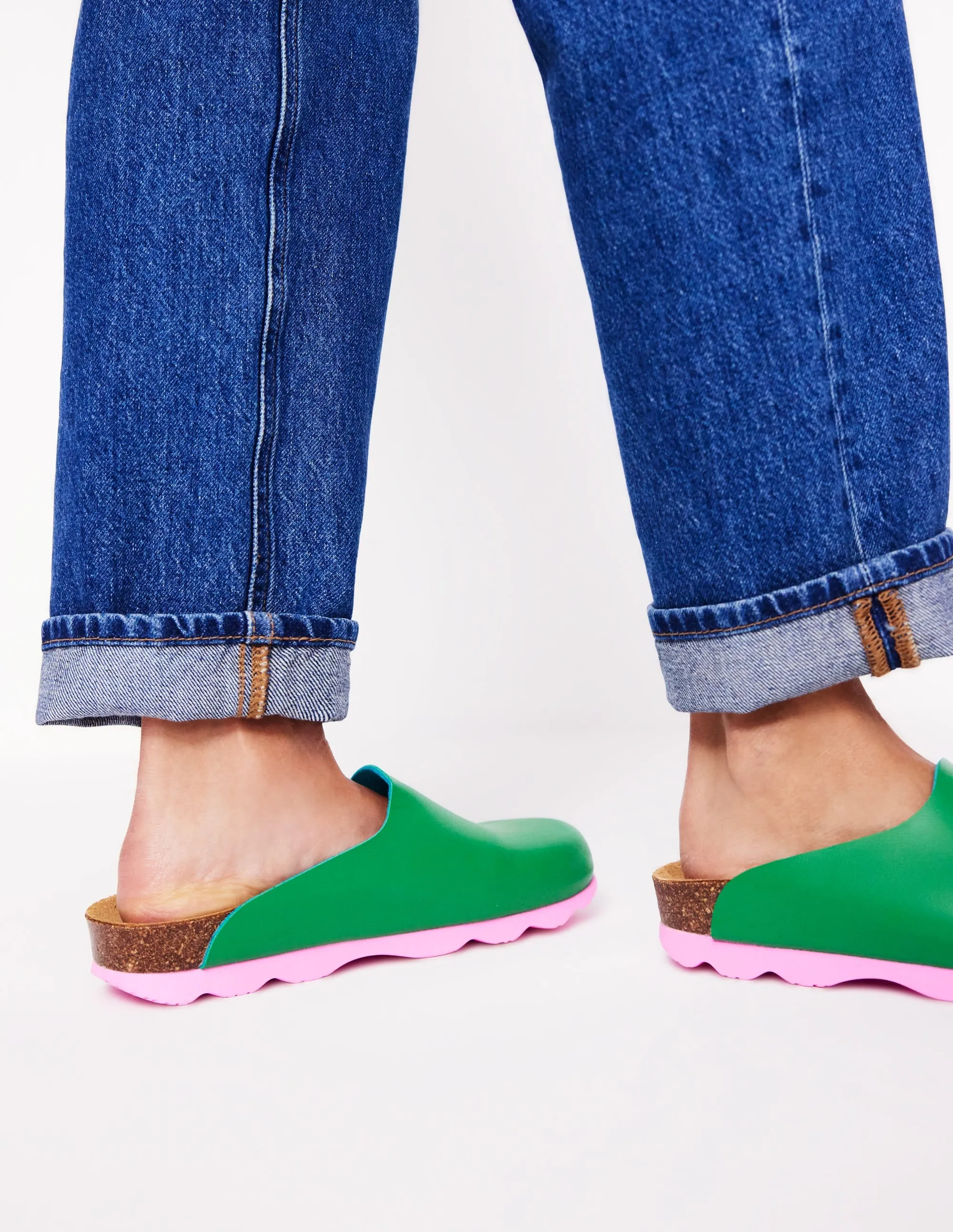 Lyla Colour Block Clogs-Rich Emerald