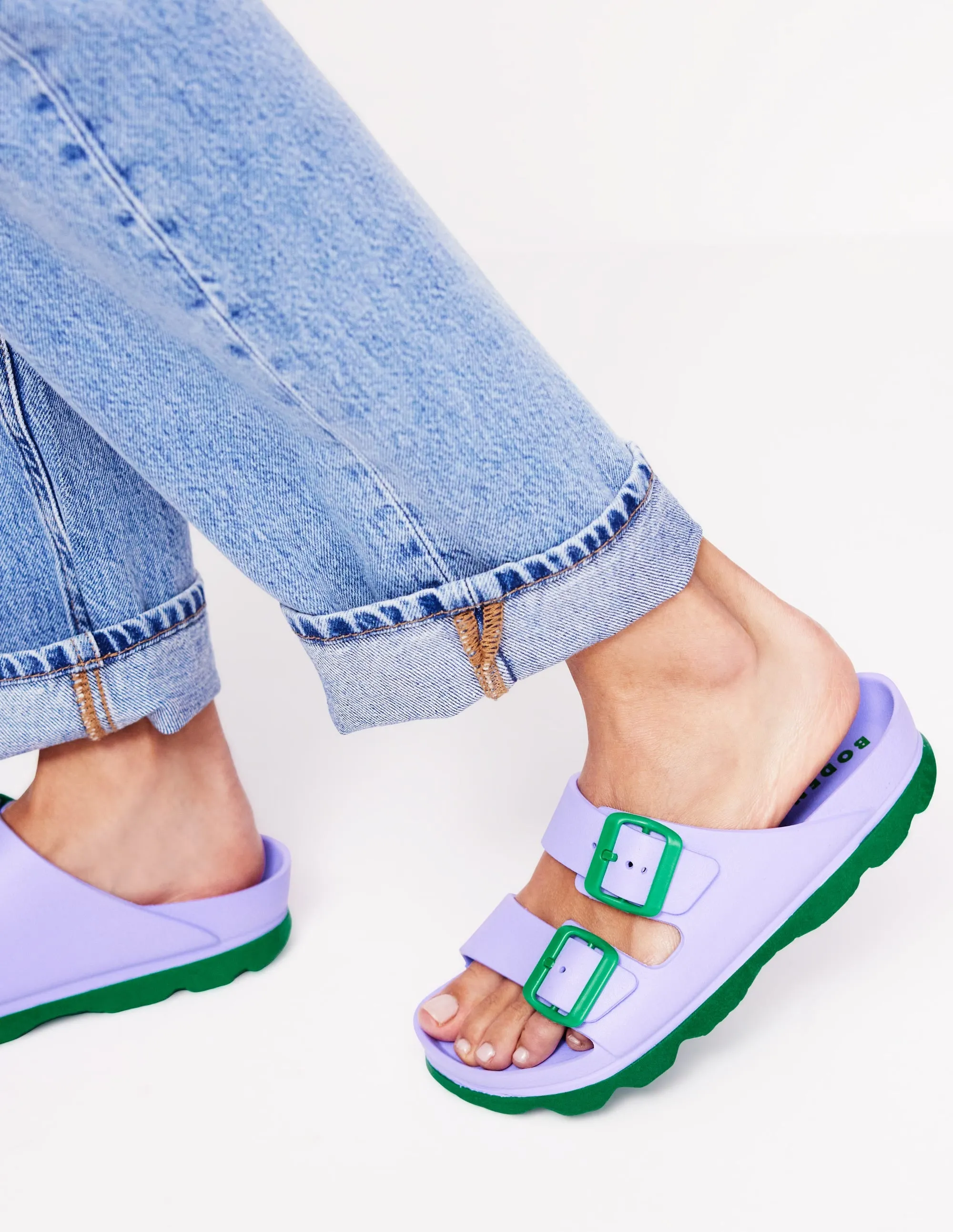 Lyla Double Buckle Sliders-Lavender Purple