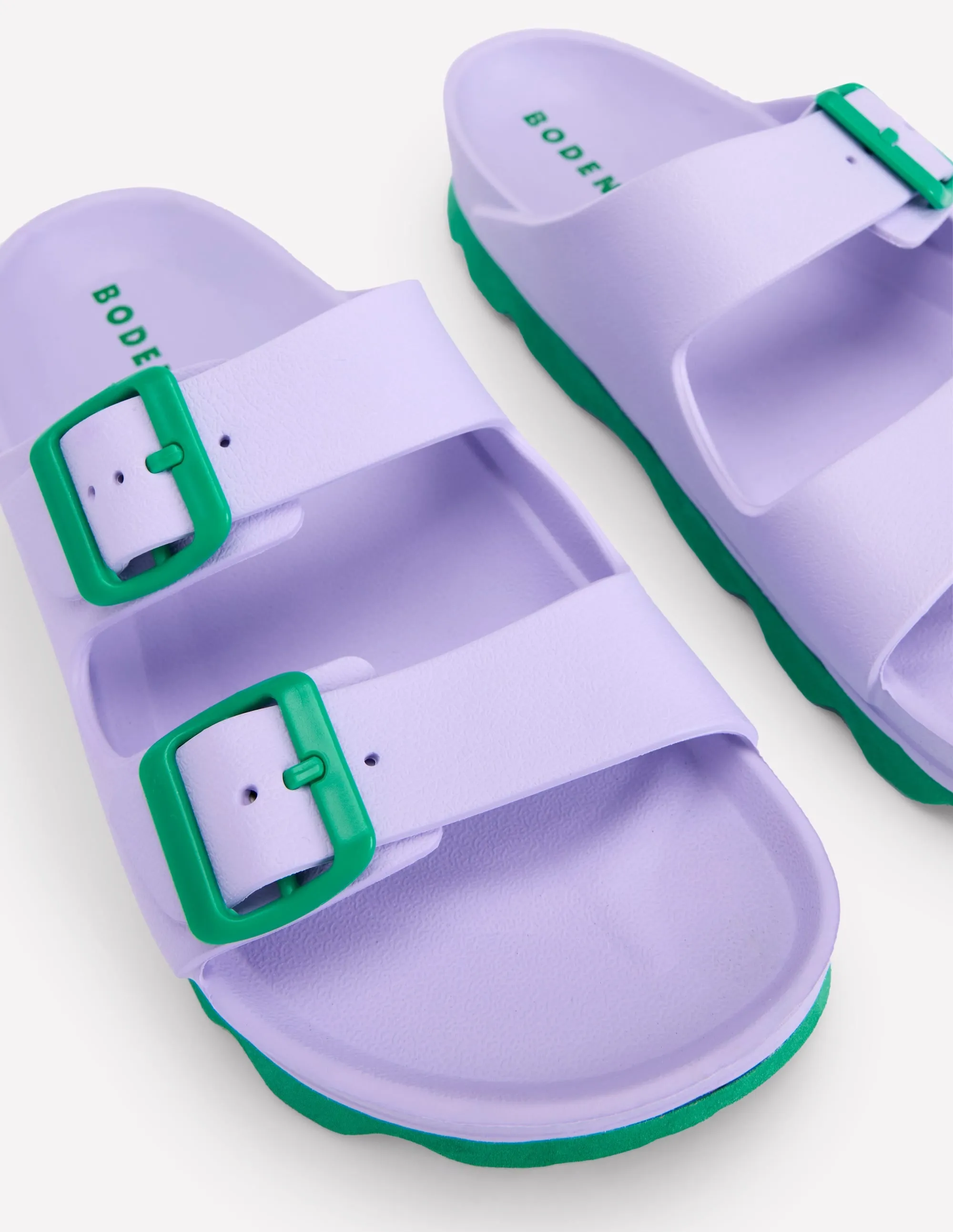Lyla Double Buckle Sliders-Lavender Purple