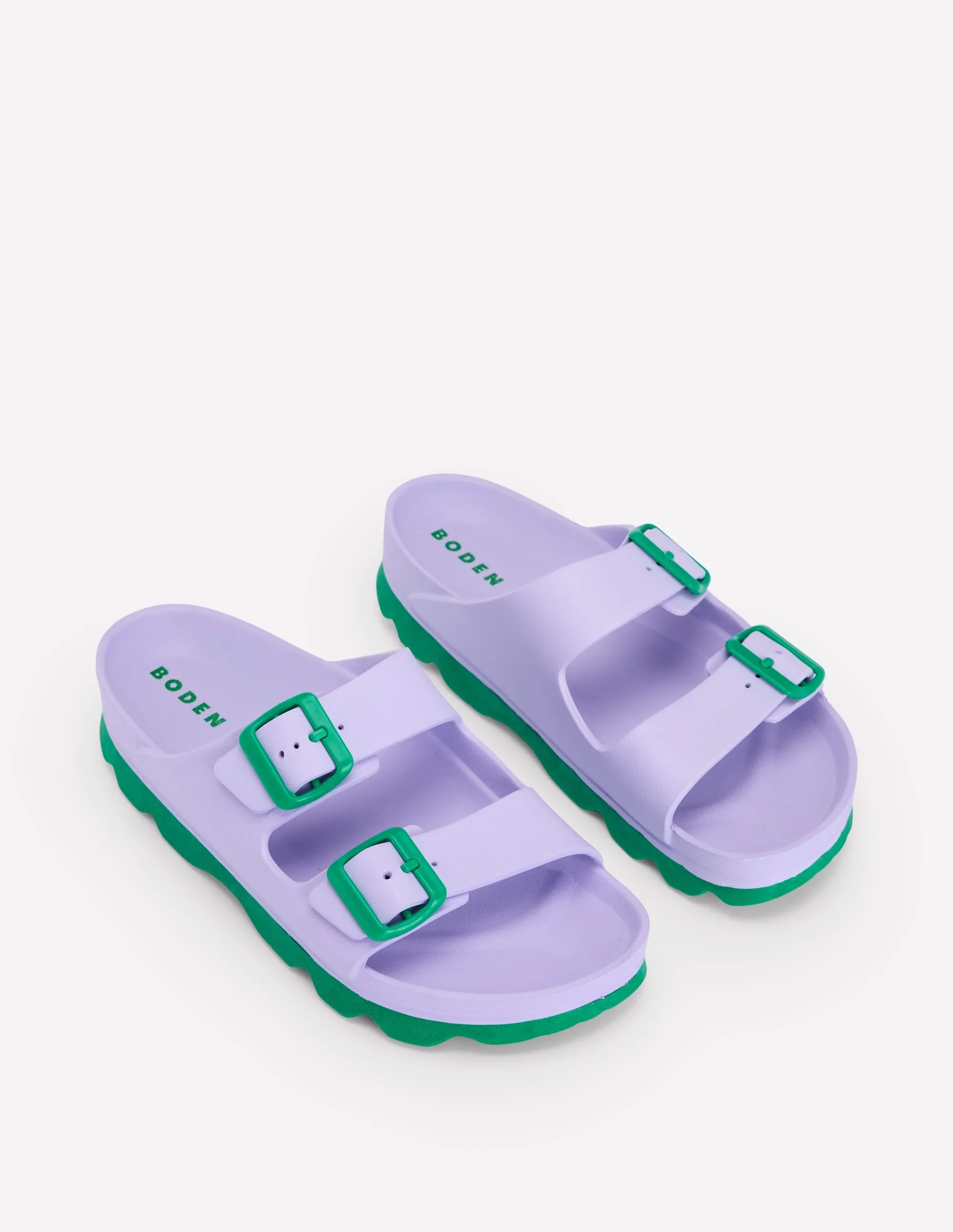 Lyla Double Buckle Sliders-Lavender Purple