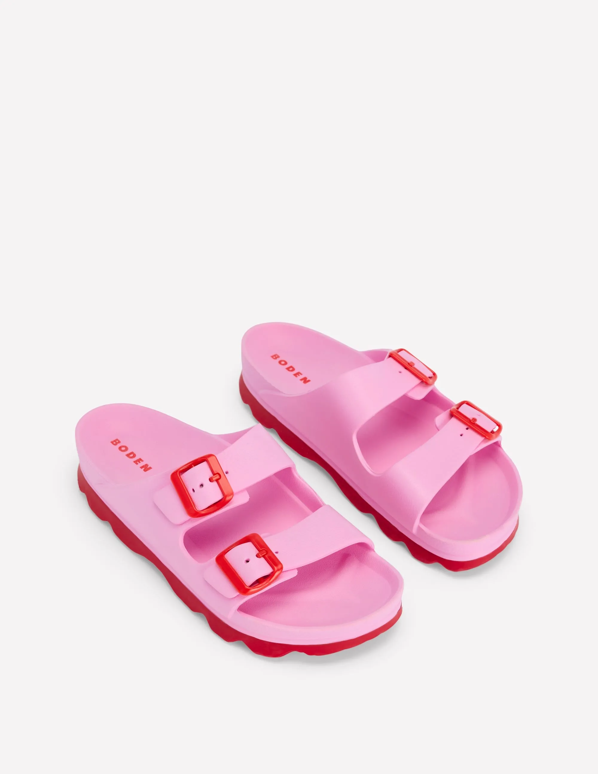 Lyla Double Buckle Sliders-Soft Pink