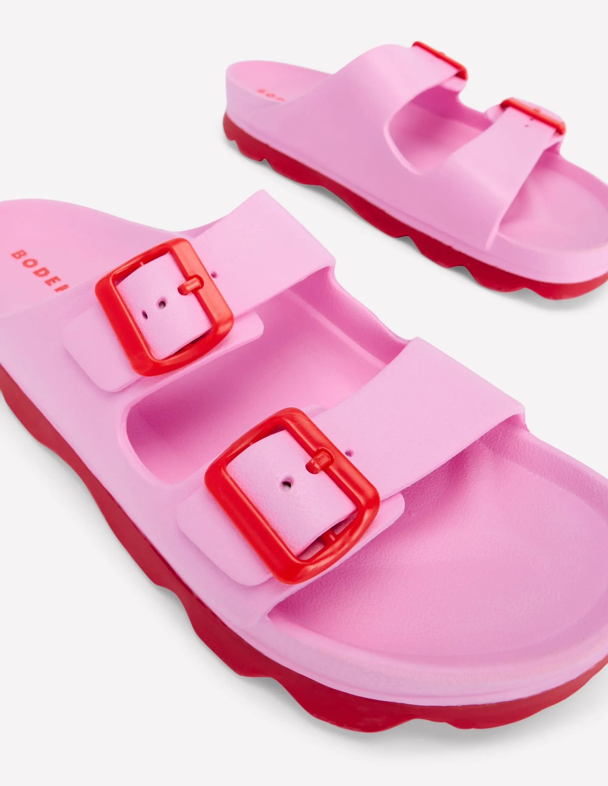 Lyla Double Buckle Sliders-Soft Pink