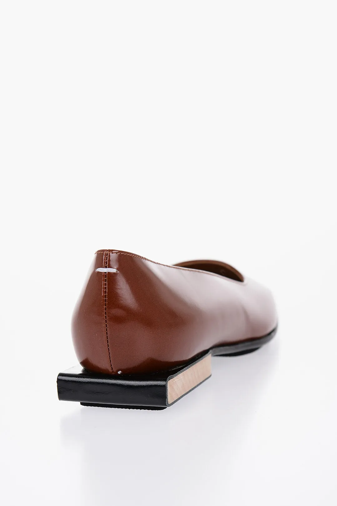 Maison Margiela Leather Squared-Toe Ballerina Shoes