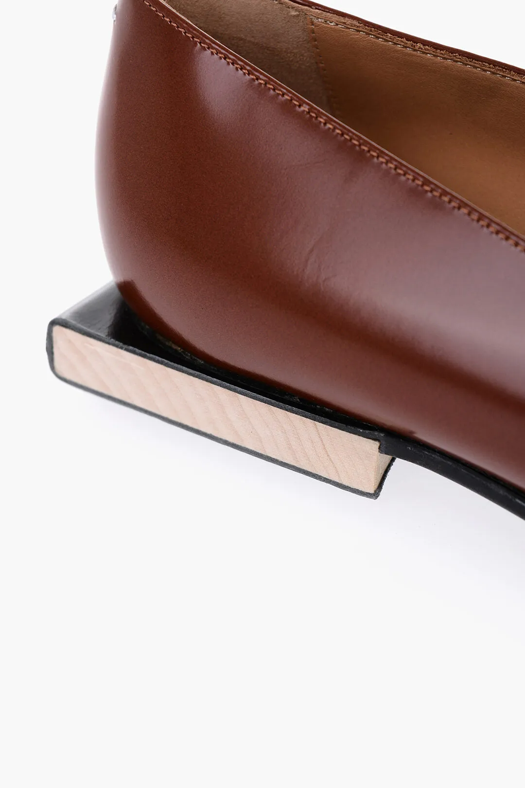 Maison Margiela Leather Squared-Toe Ballerina Shoes