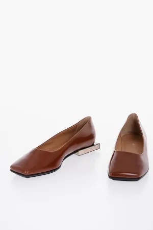 Maison Margiela Leather Squared-Toe Ballerina Shoes