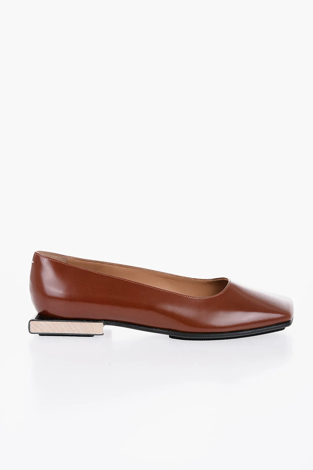 Maison Margiela Leather Squared-Toe Ballerina Shoes