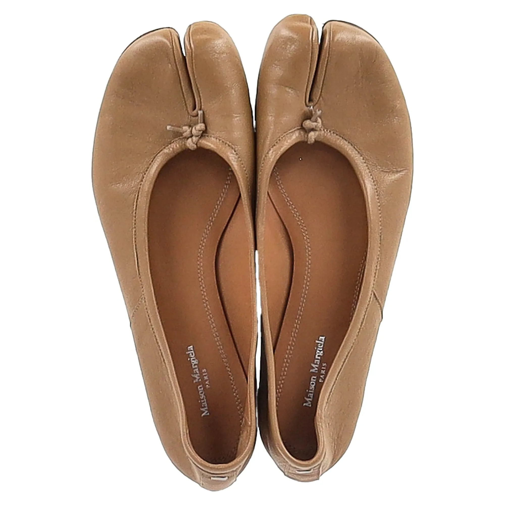 Maison Margiela Tabi Ballet Flats in Brown Leather