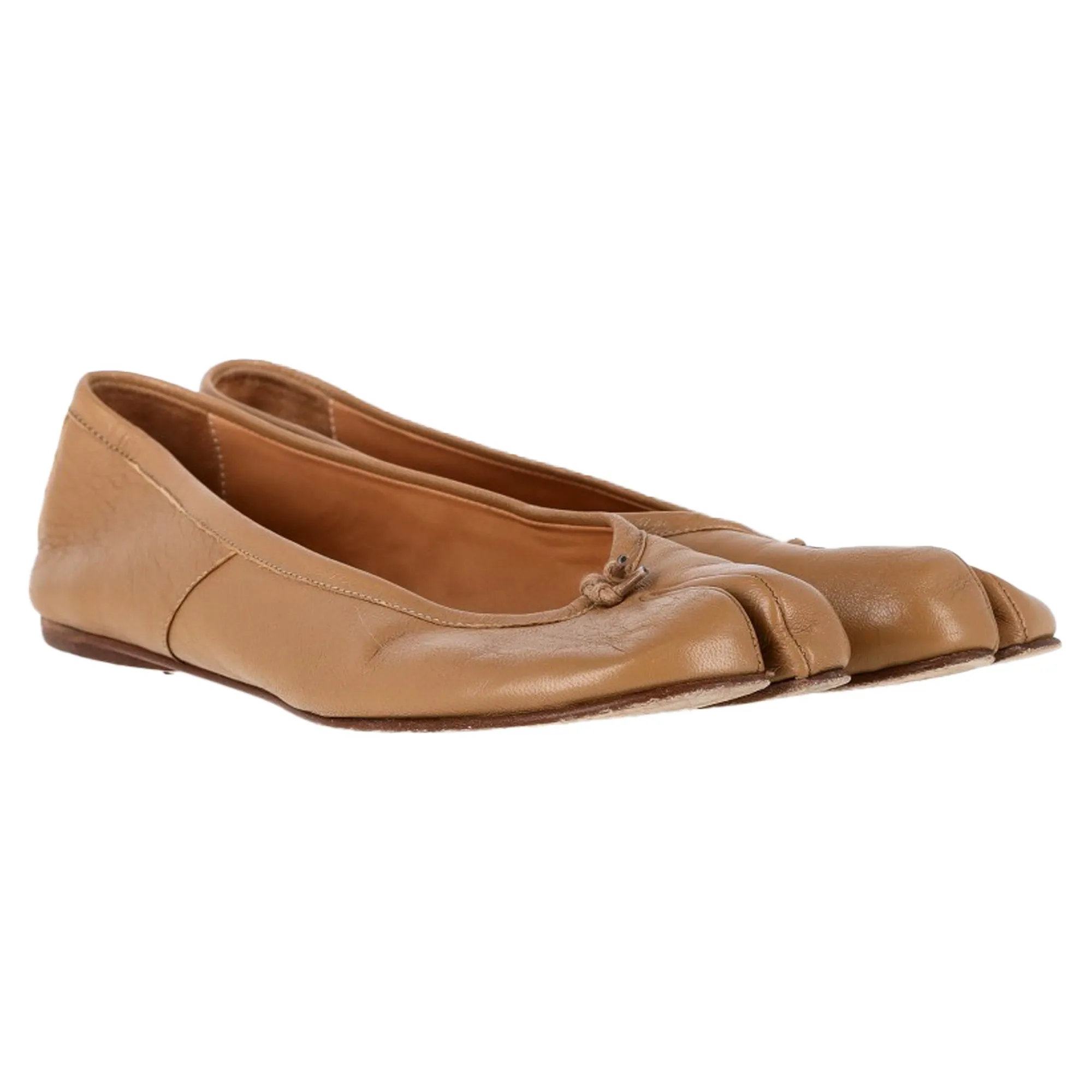 Maison Margiela Tabi Ballet Flats in Brown Leather