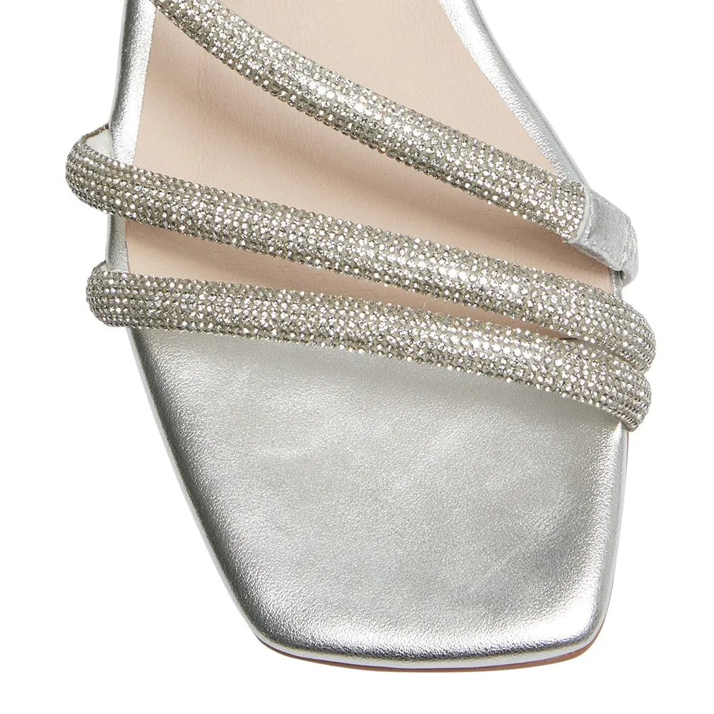 Majestic Heel in Silver Metallic Sparkle