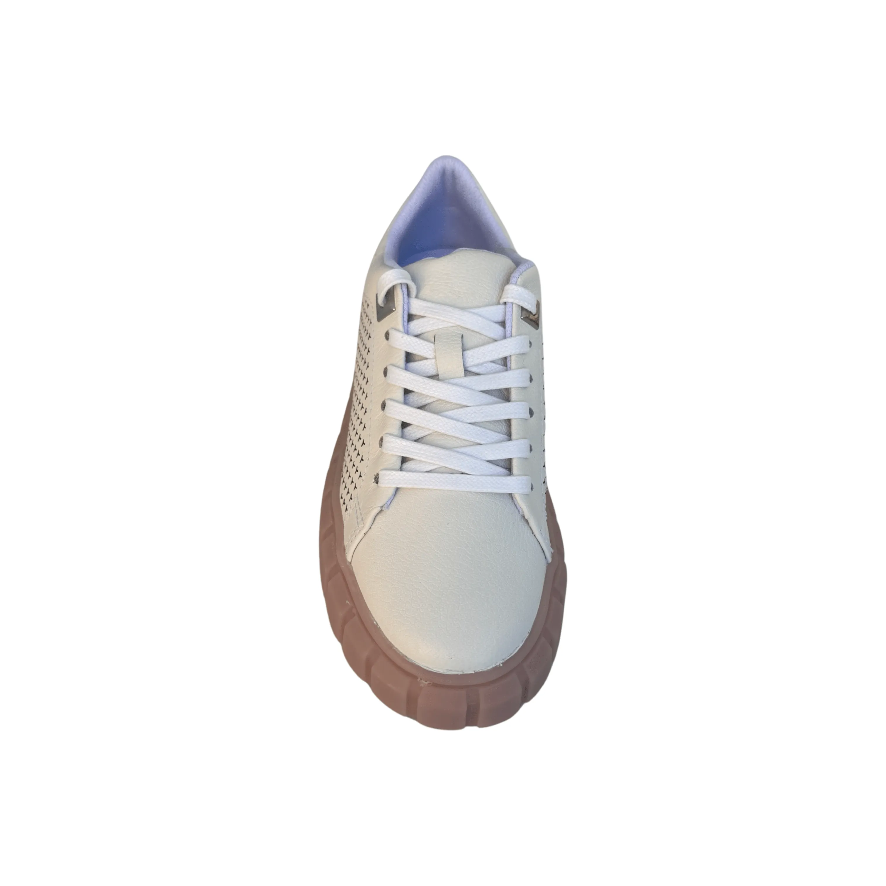 Manten White Leather Runner with natural sole