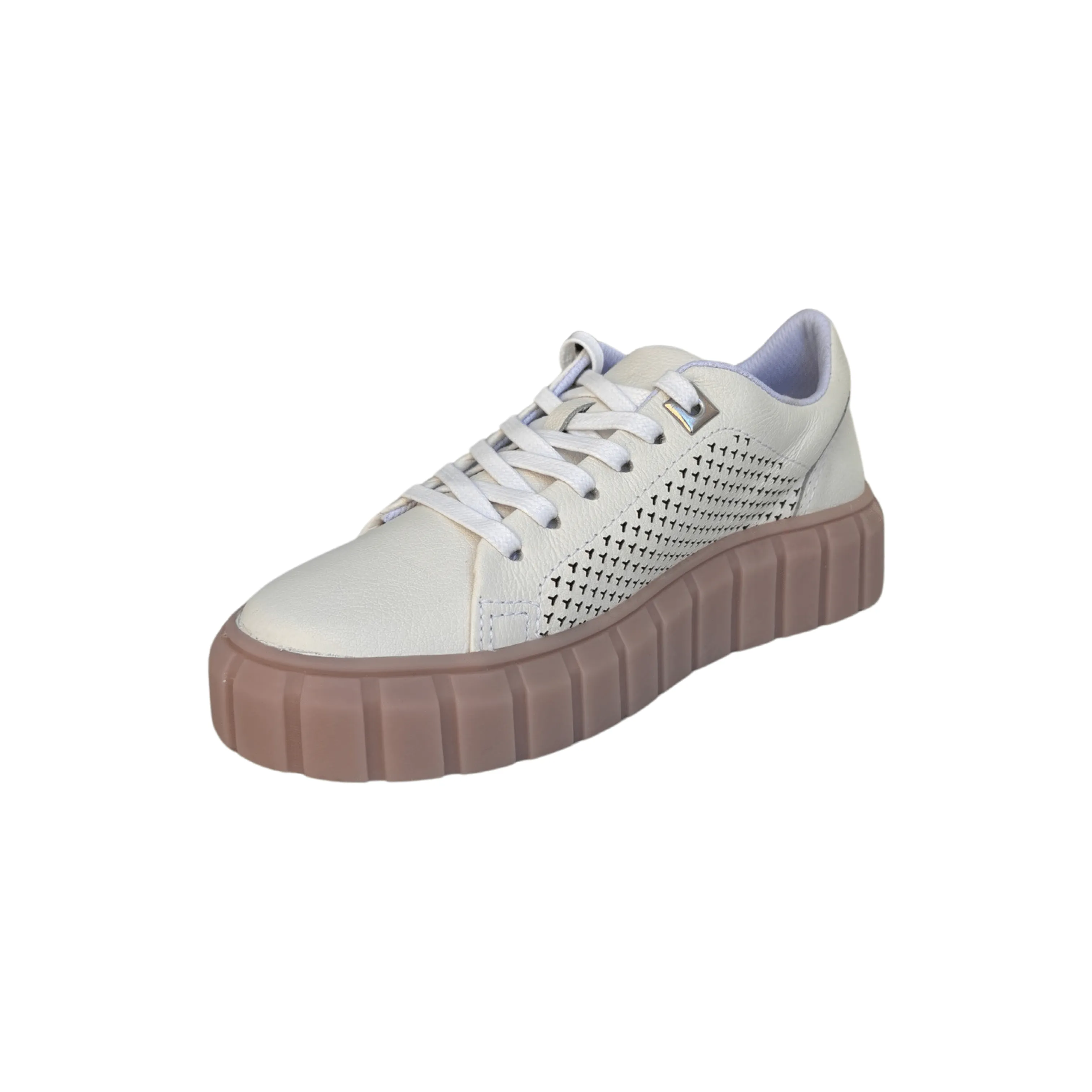 Manten White Leather Runner with natural sole
