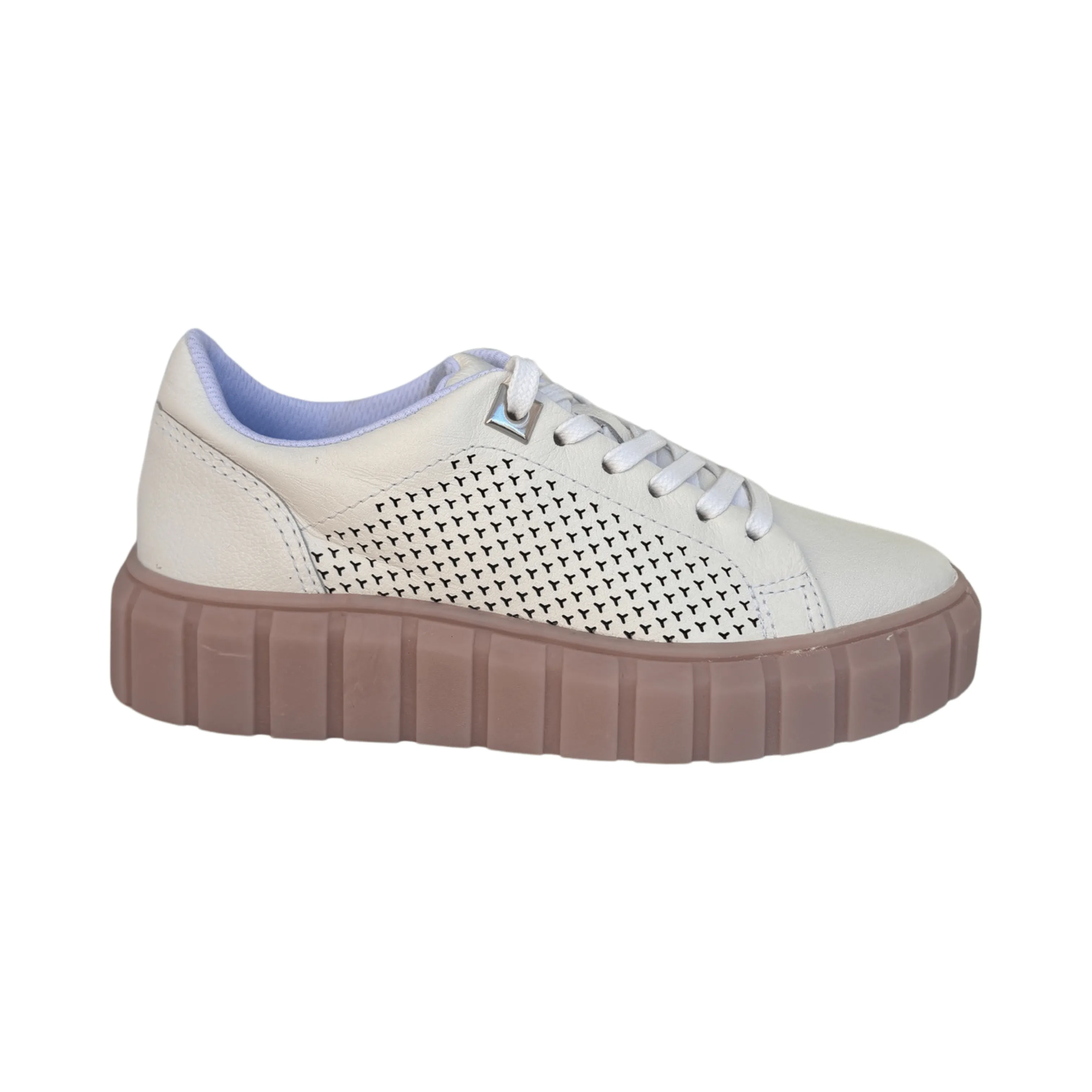Manten White Leather Runner with natural sole
