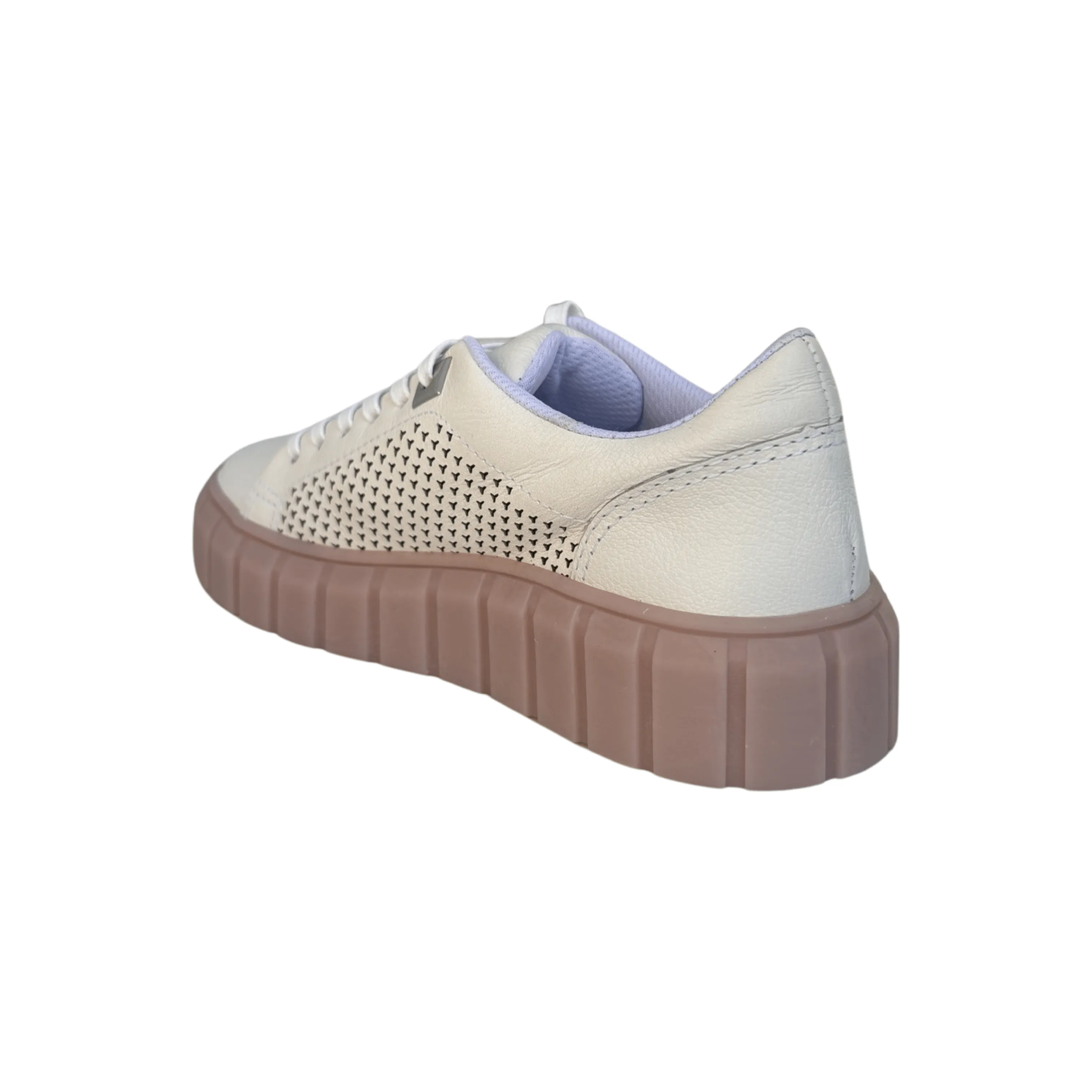 Manten White Leather Runner with natural sole