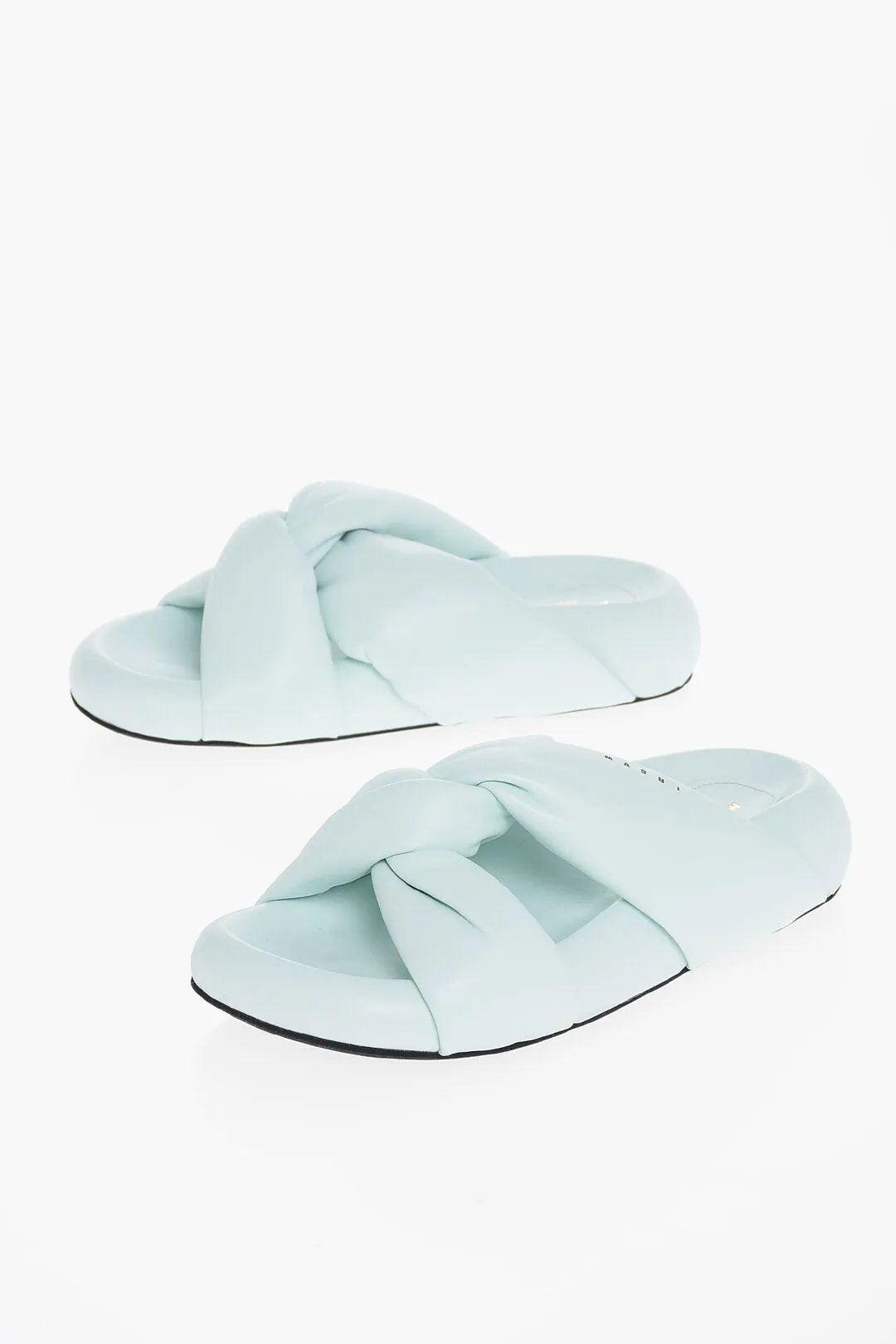 Marni Leather Padded Sliders With Chunky Sole