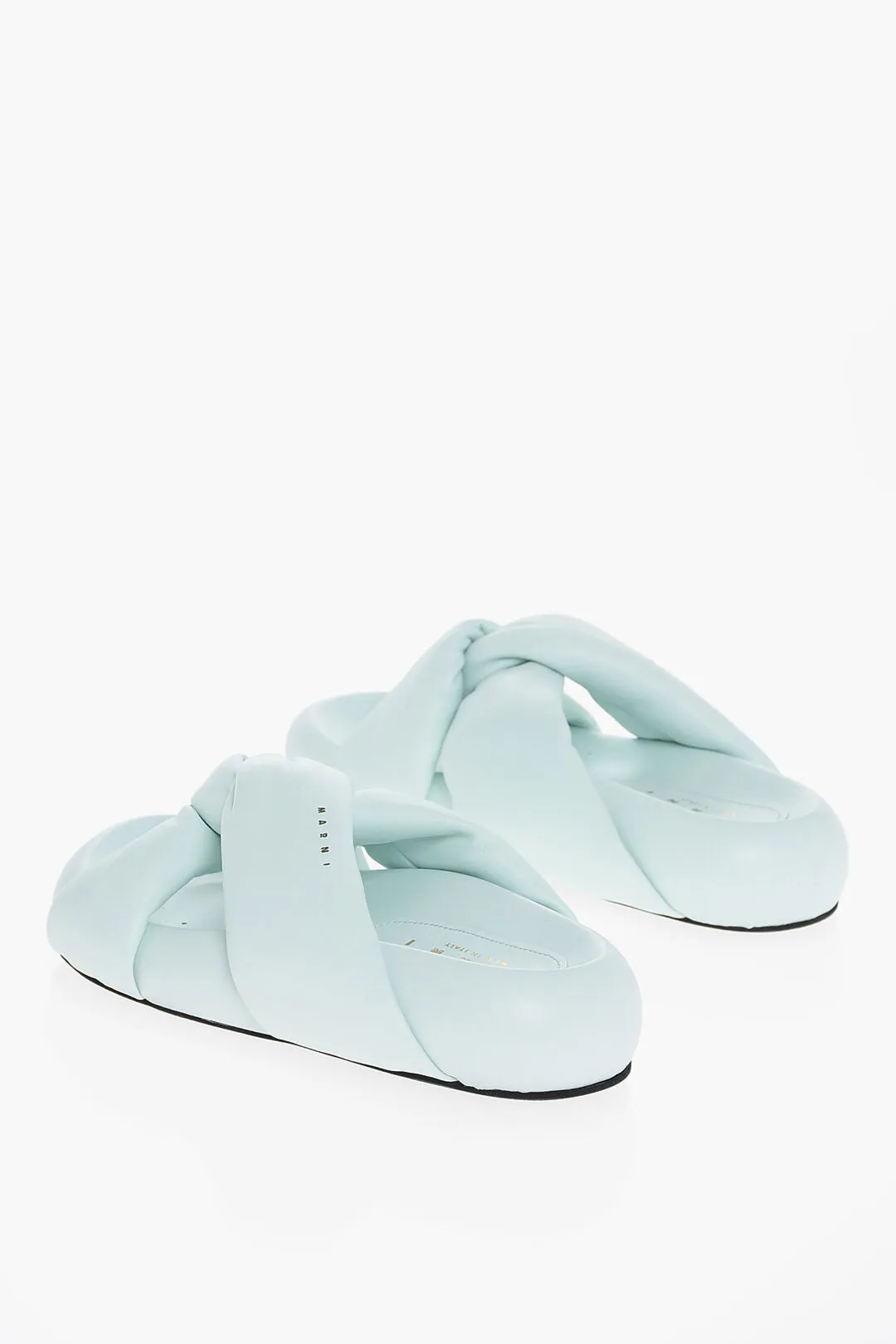Marni Leather Padded Sliders With Chunky Sole