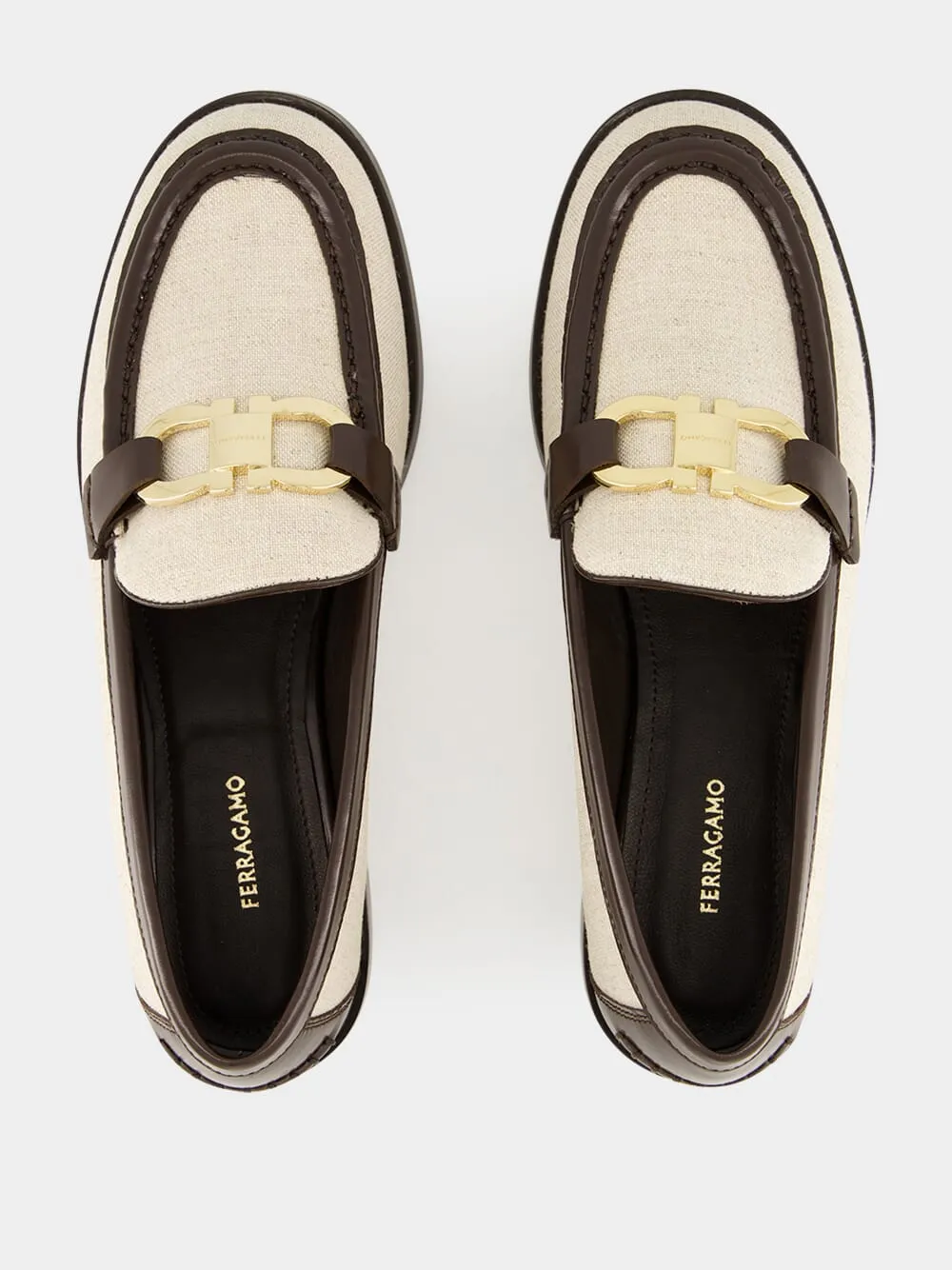 Maryan T Leather Loafers in Beige Brown