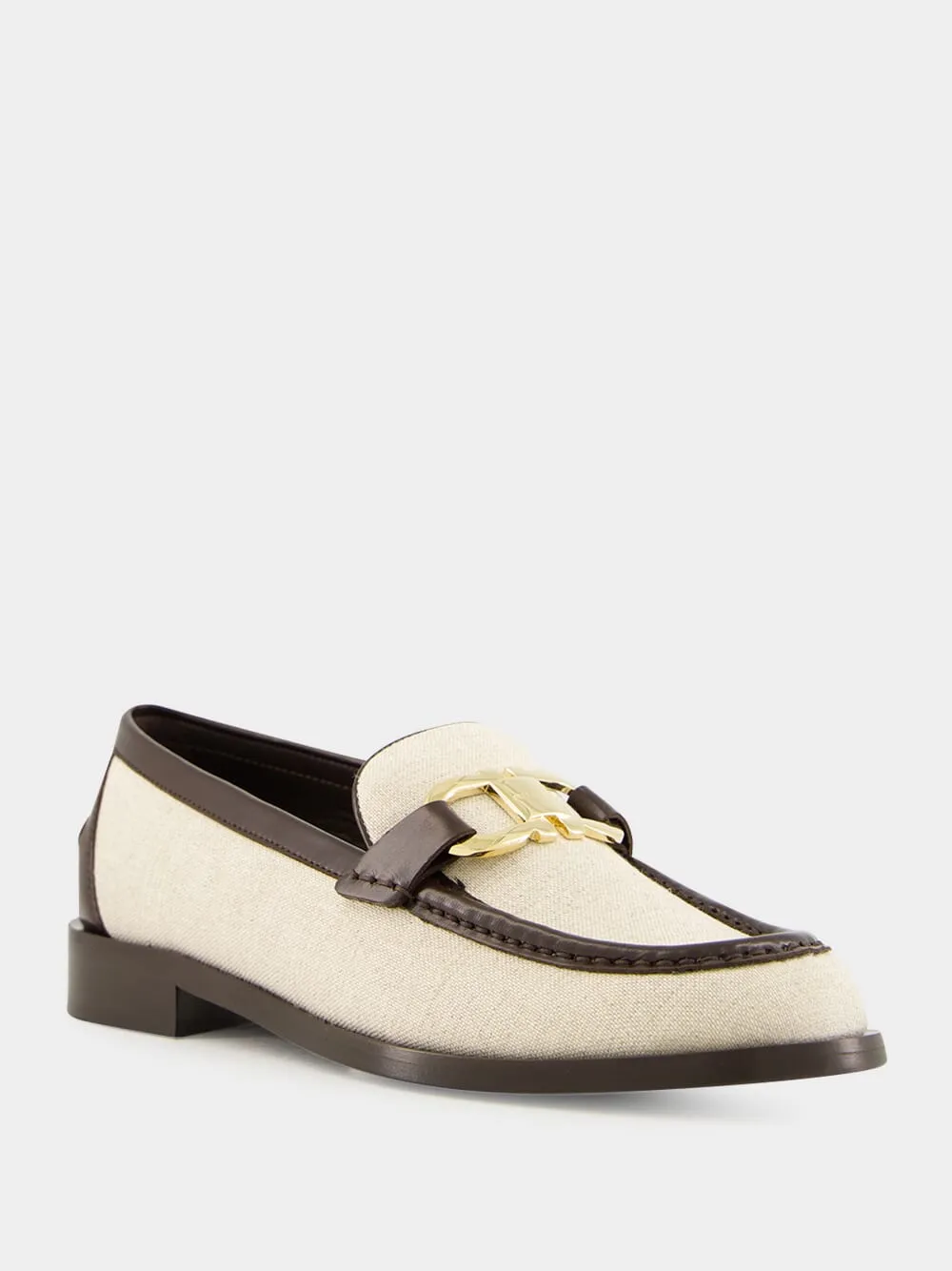 Maryan T Leather Loafers in Beige Brown