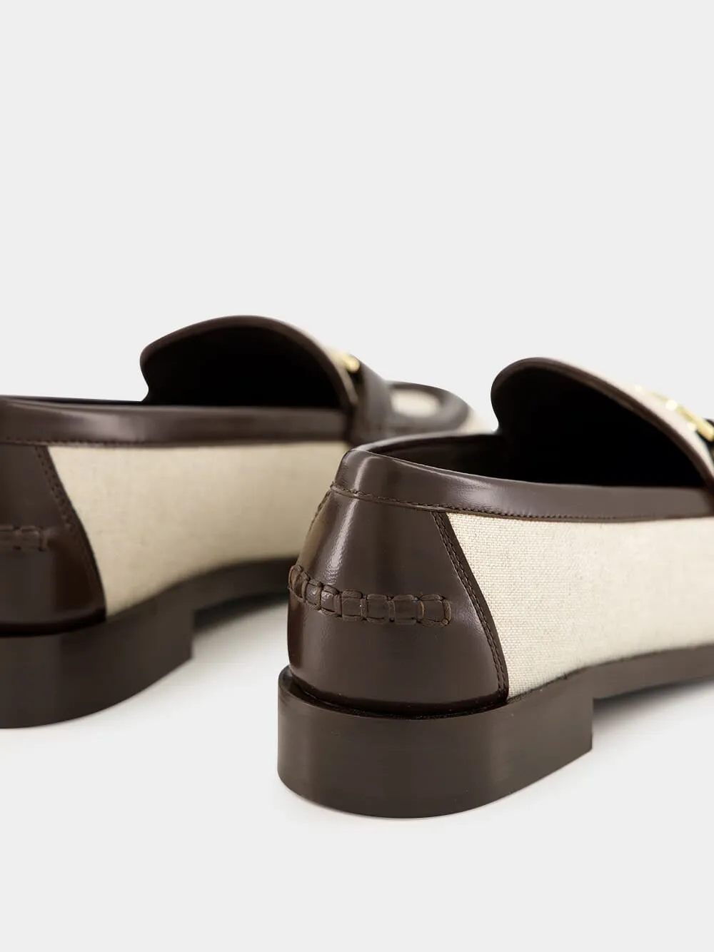 Maryan T Leather Loafers in Beige Brown