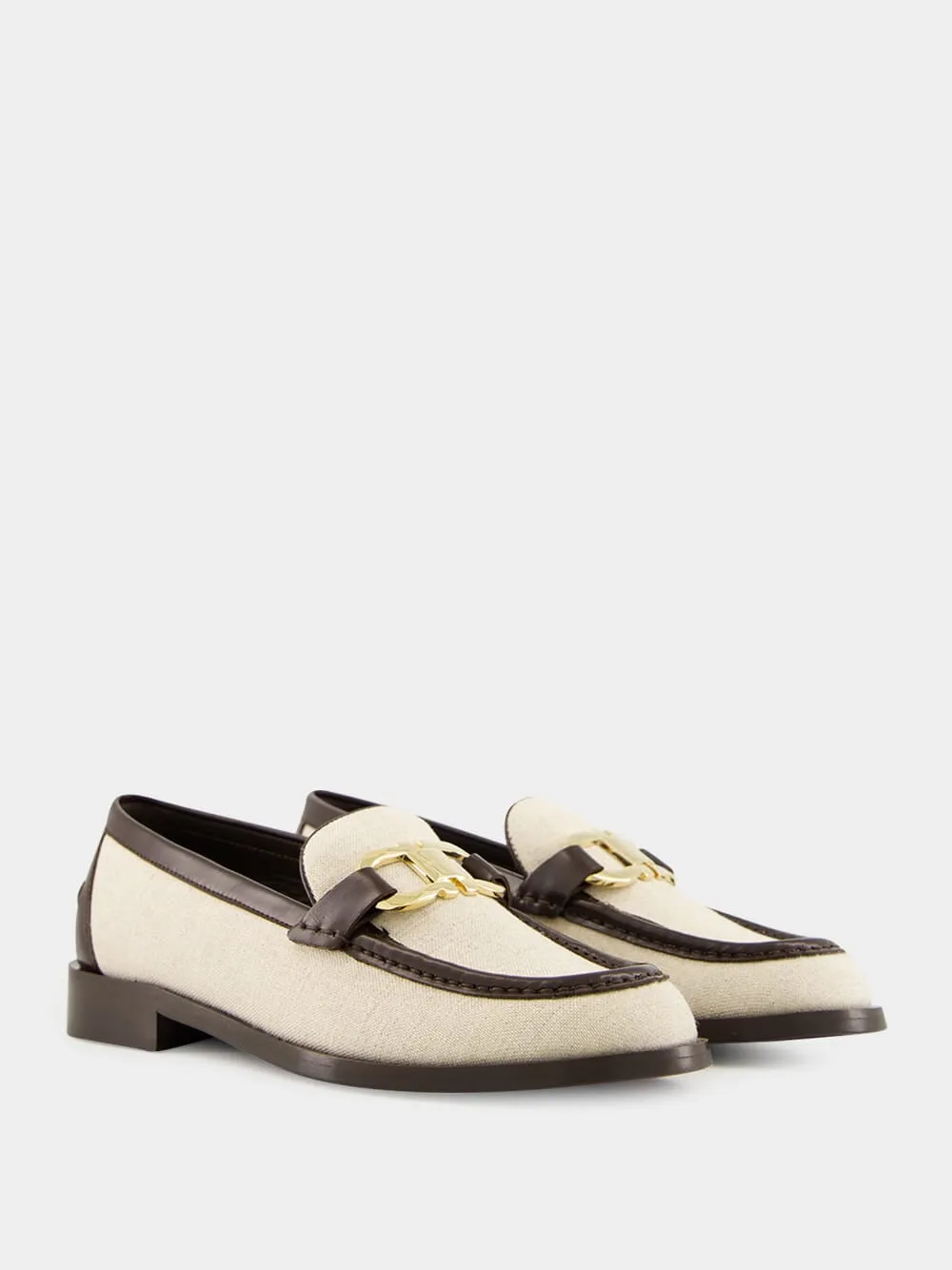 Maryan T Leather Loafers in Beige Brown