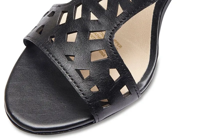 Maze Heel in Black Leather