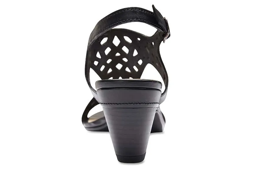 Maze Heel in Black Leather