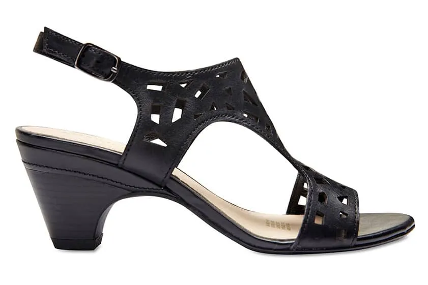 Maze Heel in Black Leather