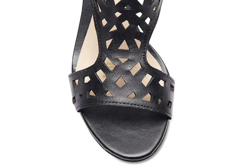 Maze Heel in Black Leather