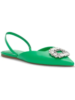 Melicity Womens Faux Leather Rhinestone Slingbacks