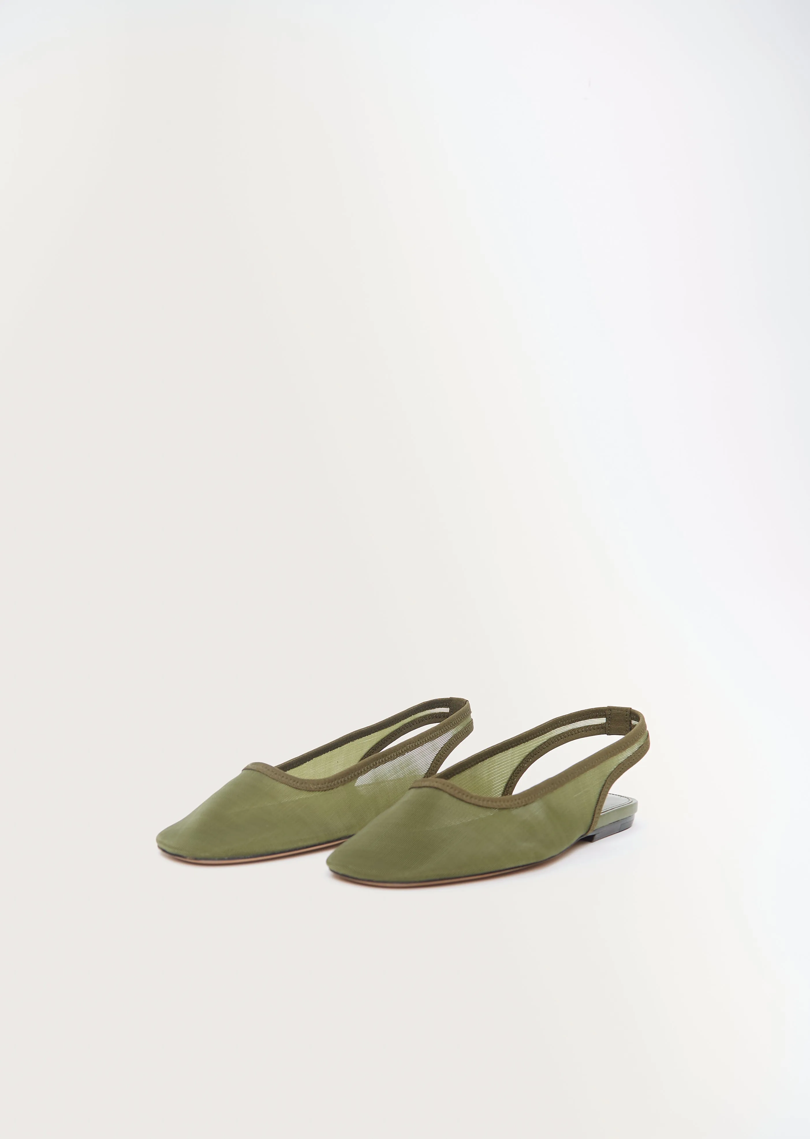 Mesh Slingback Ballet  Khaki
