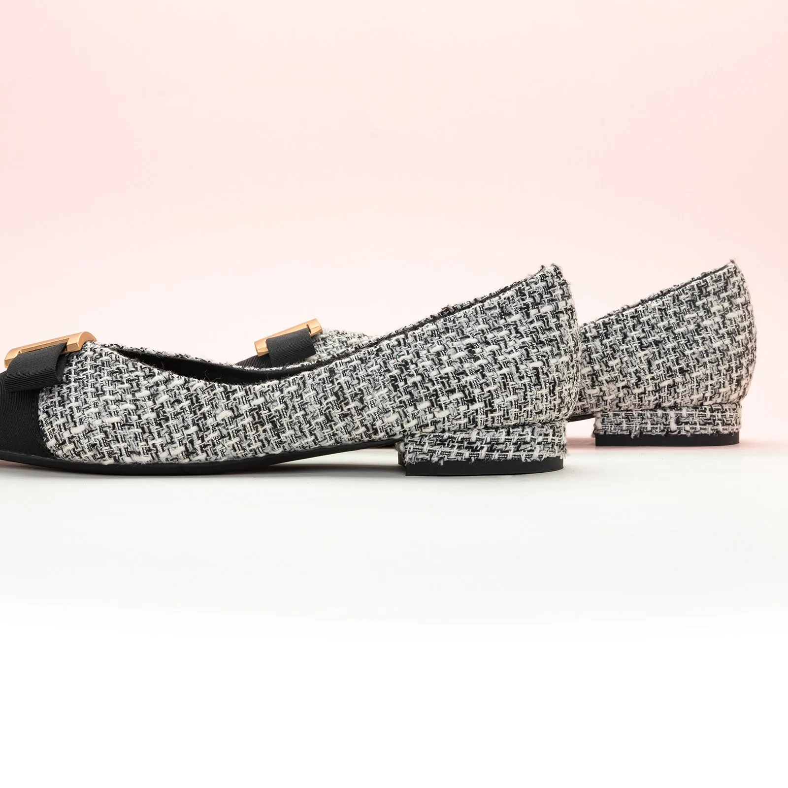 Metal Tie Tweed Flats (Aida)SALE
